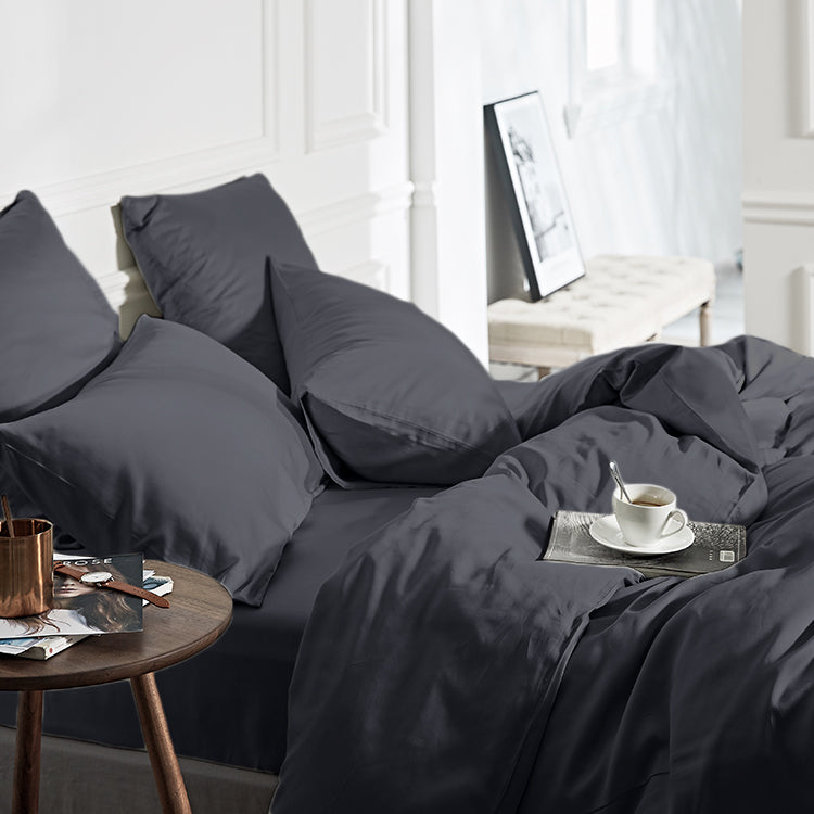 100% Bamboo Dekbedovertrek Antraciet - Temperatuur regulerend - Twill satijn geweven - Kleurvast