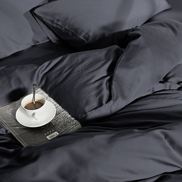 100% Bamboo Dekbedovertrek Antraciet - Temperatuur regulerend - Twill satijn geweven - Kleurvast