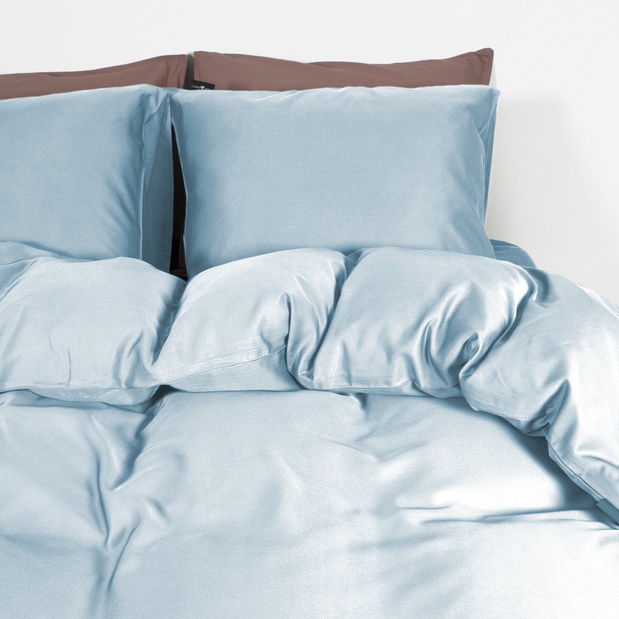 100% Bamboo Duvet Cover Blue - Temperature regulating - Twill satin woven - Colourfast