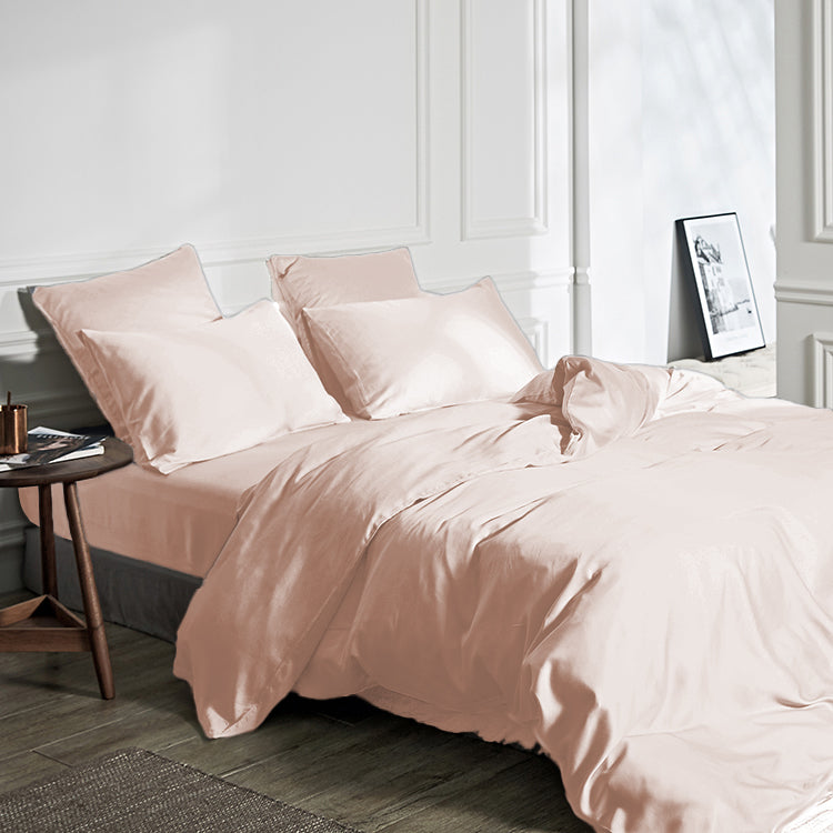 100% Bamboo Duvet Cover Blush Pink - Temperature regulating - Twill satin woven - Colourfast