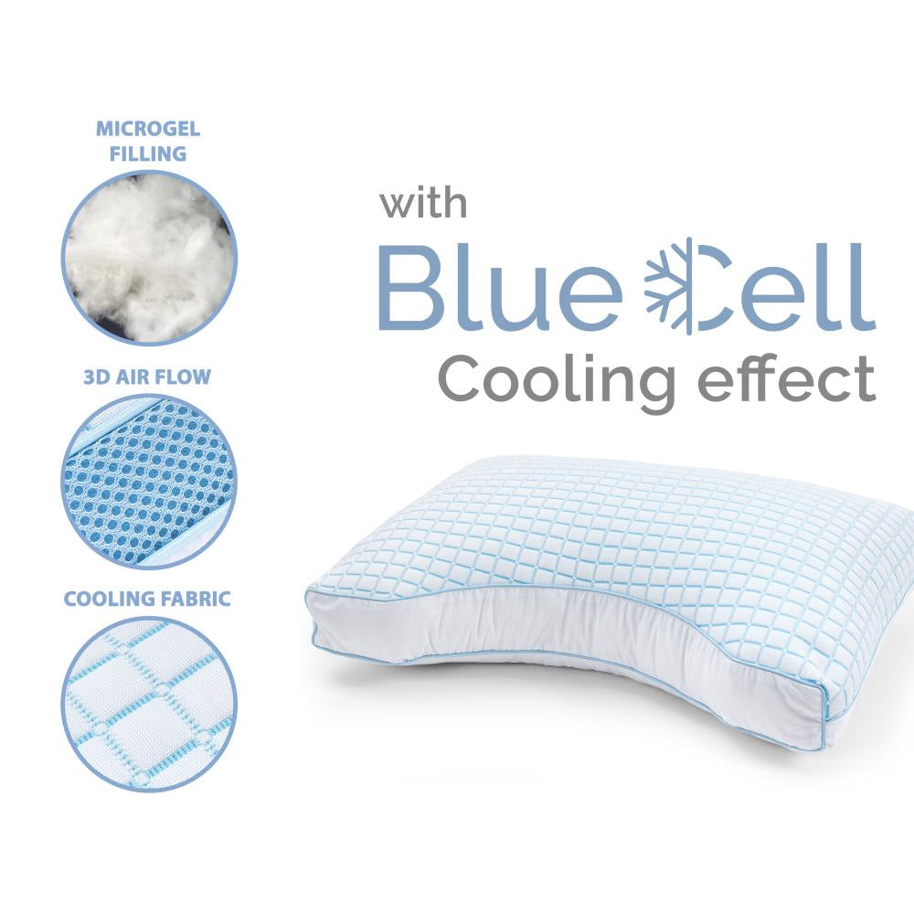 3D Blue Cell Tech Verkoelend Microgel Neksteun Kussen 45 x 65 - Verkoelend - Medium hardheid - Nek ondersteuning