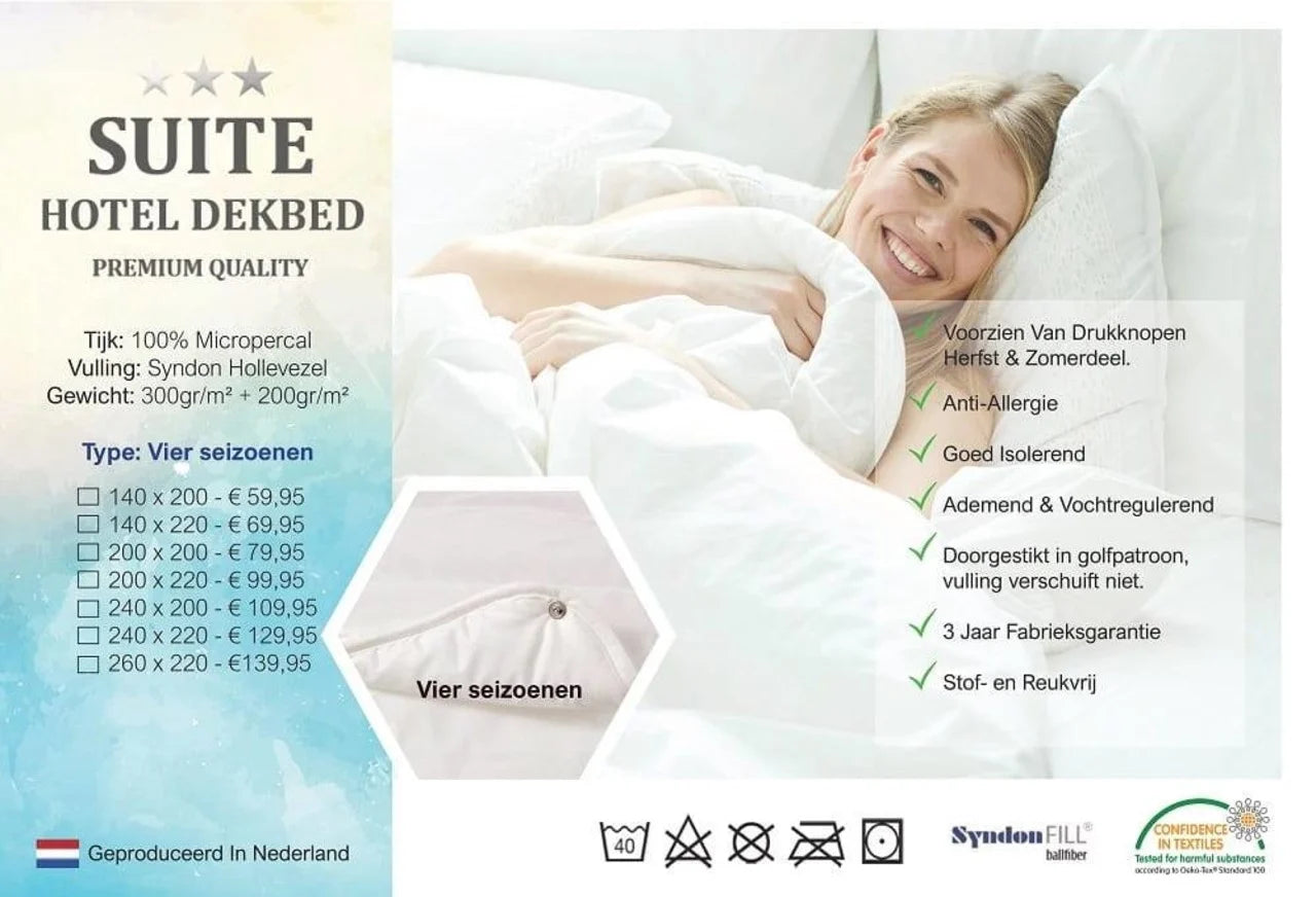 4 Seizoenen Dekbed Microvezel | Anti-Allergisch, Warmteklasse 1 & Machinewasbaar