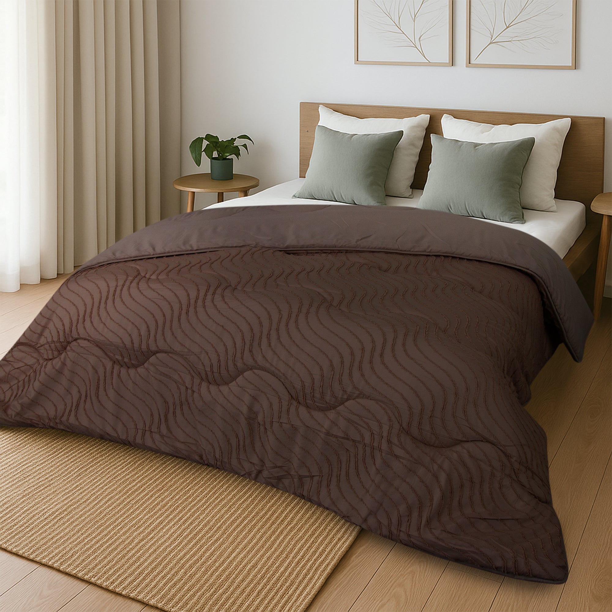 All-in One Lazy Tufted Waves Dekbed Bruin - Dekbed voor het hele jaar