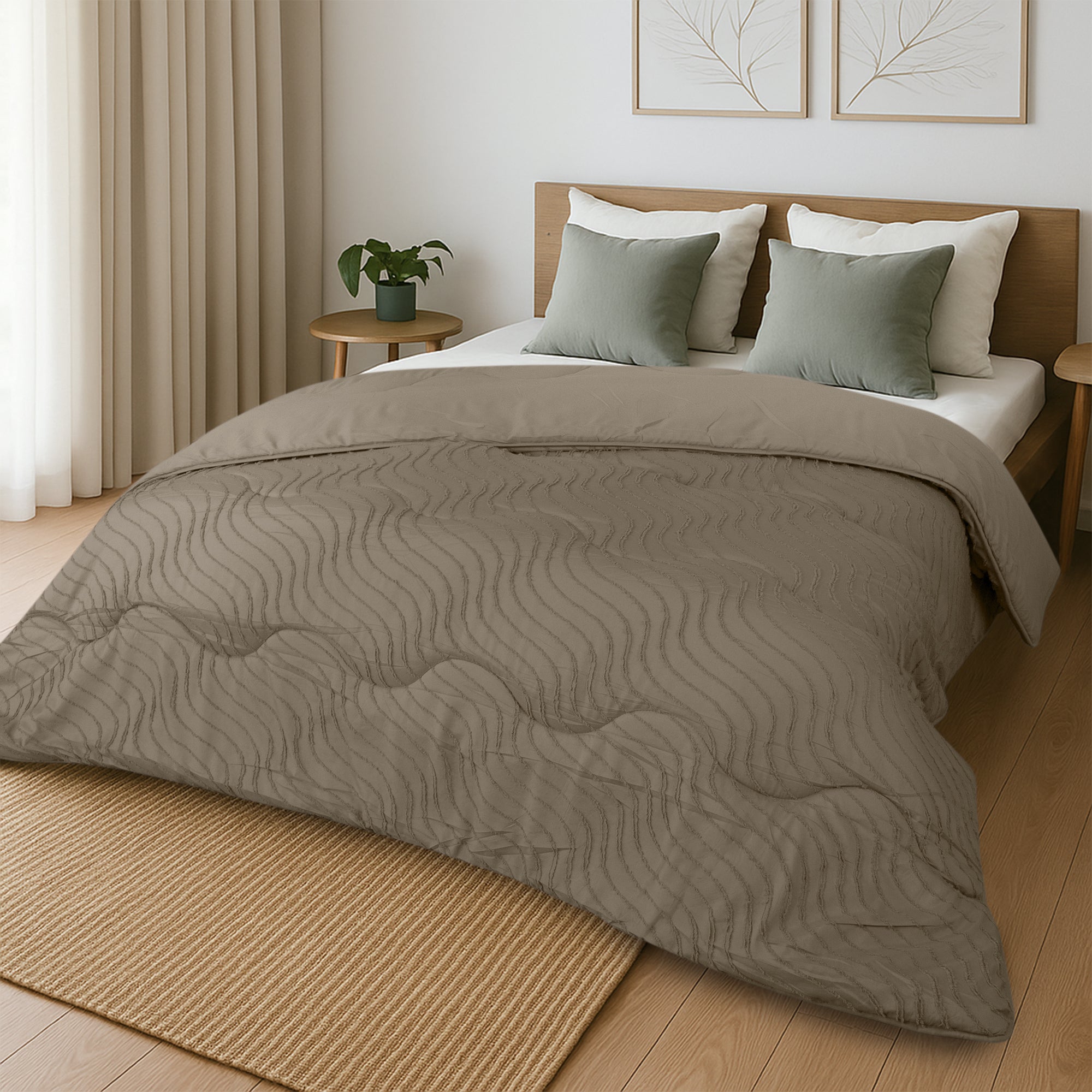 All-in One Lazy Tufted Waves Dekbed Taupe - Dekbed voor het hele jaar