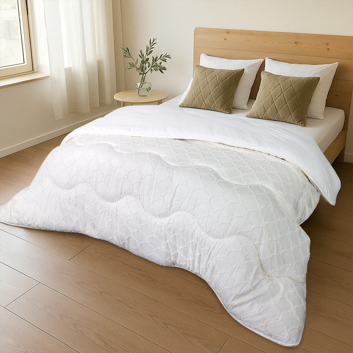 Easy Dekbed Tufted Curve - Wit