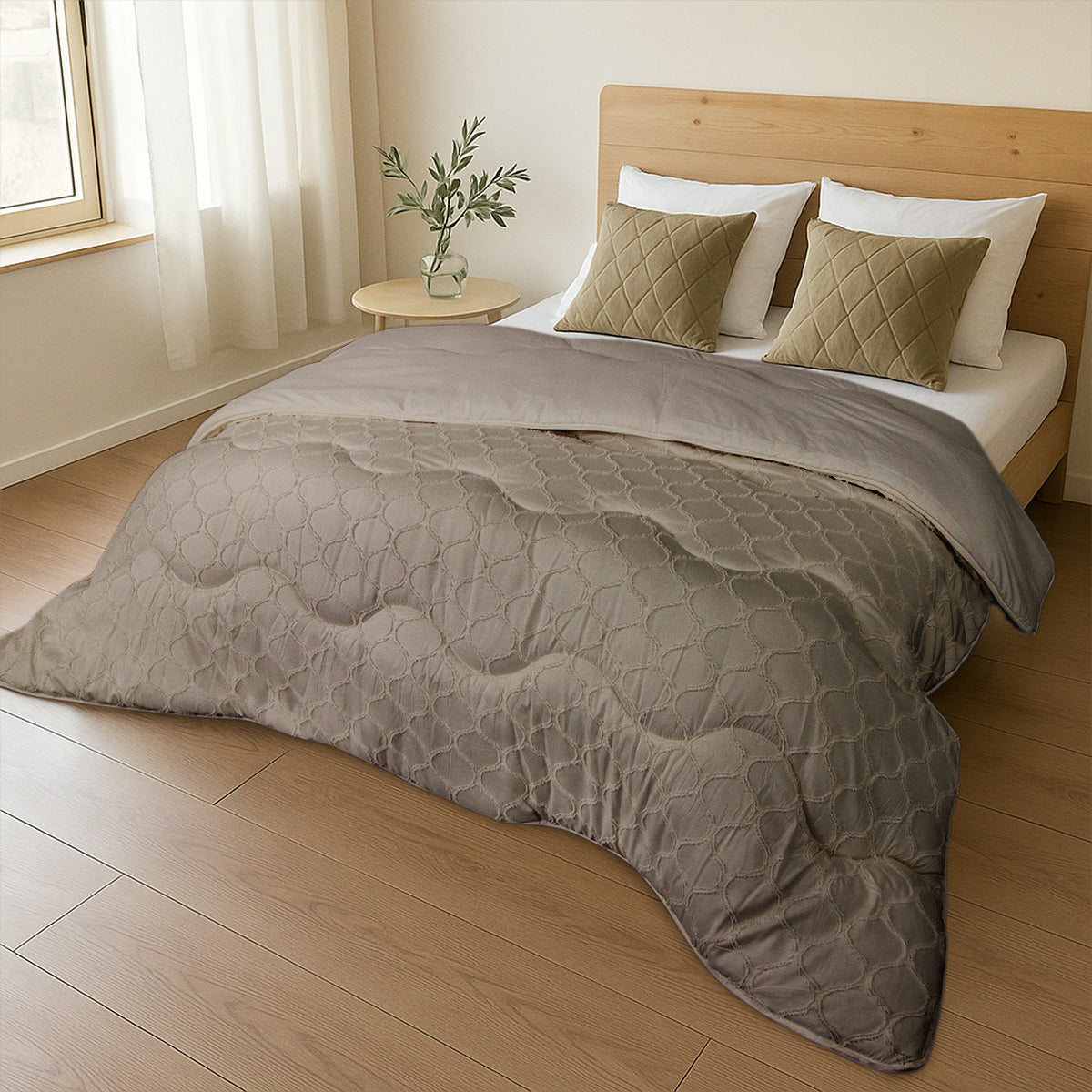 Easy Dekbed Tufted Curve - Taupe
