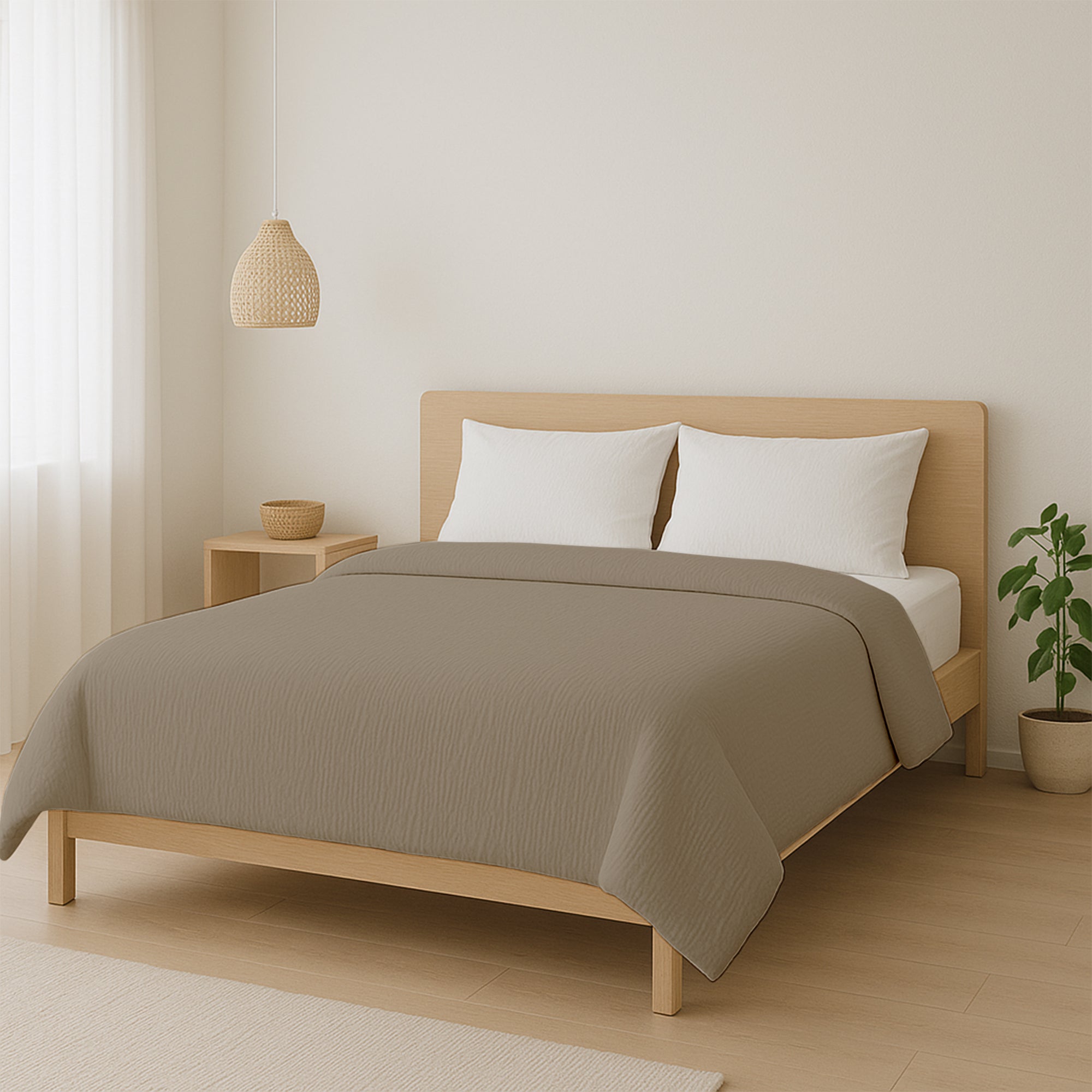 All-in One Lazy Mousseline Duvet Taupe - Duvet for the whole year