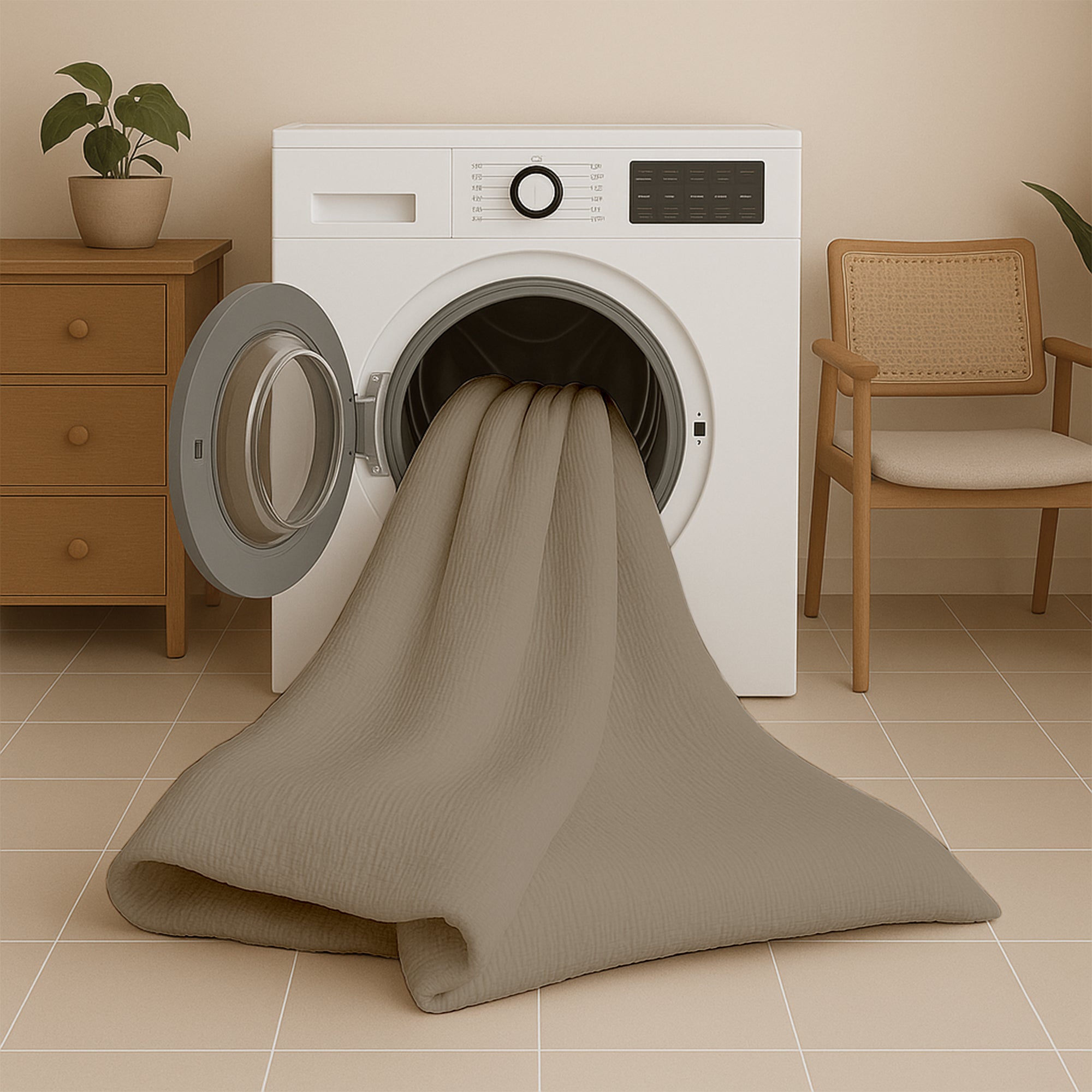 All-in One Lazy Mousseline Duvet Taupe - Duvet for the whole year