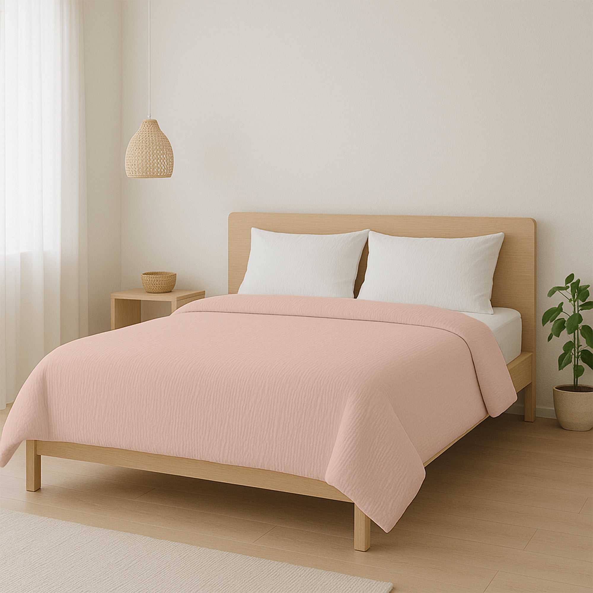 All-in One Lazy Mousseline Dekbed Zachtroze - Dekbed voor het hele jaar
