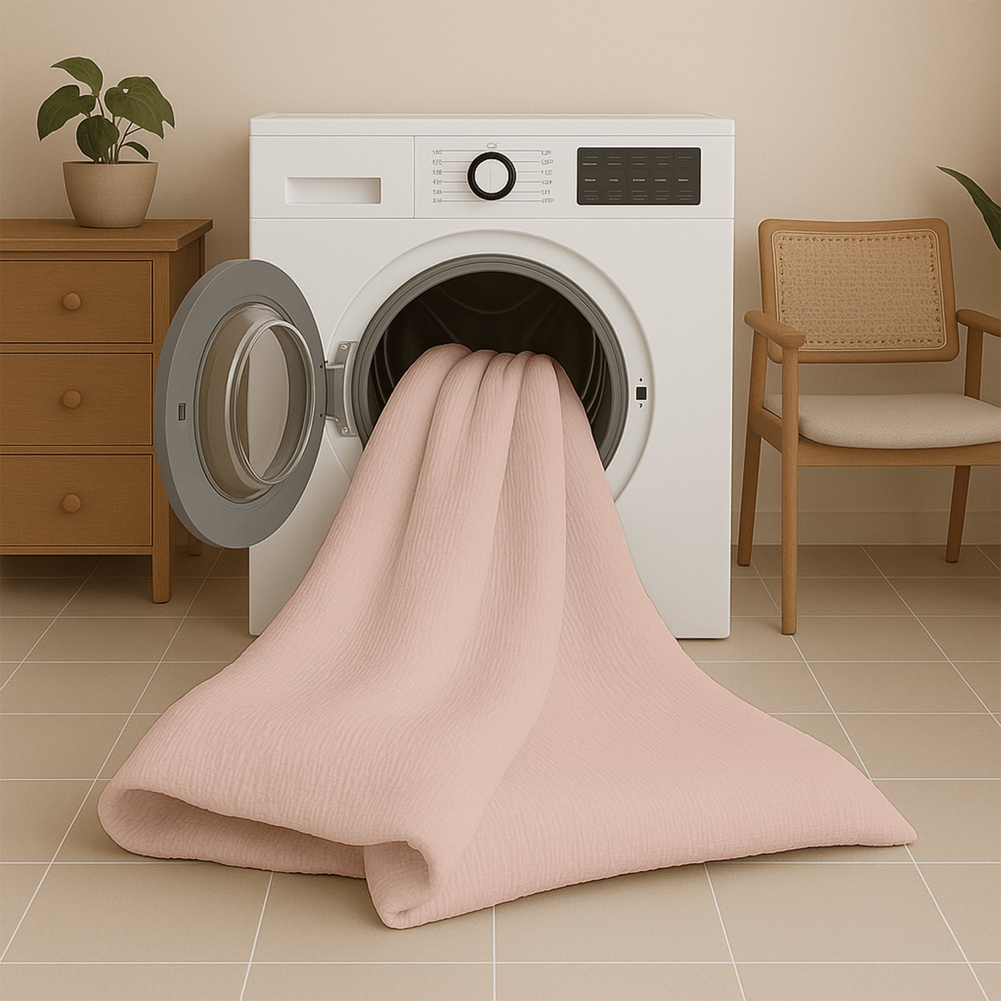 All-in One Lazy Mousseline Dekbed Zachtroze - Dekbed voor het hele jaar