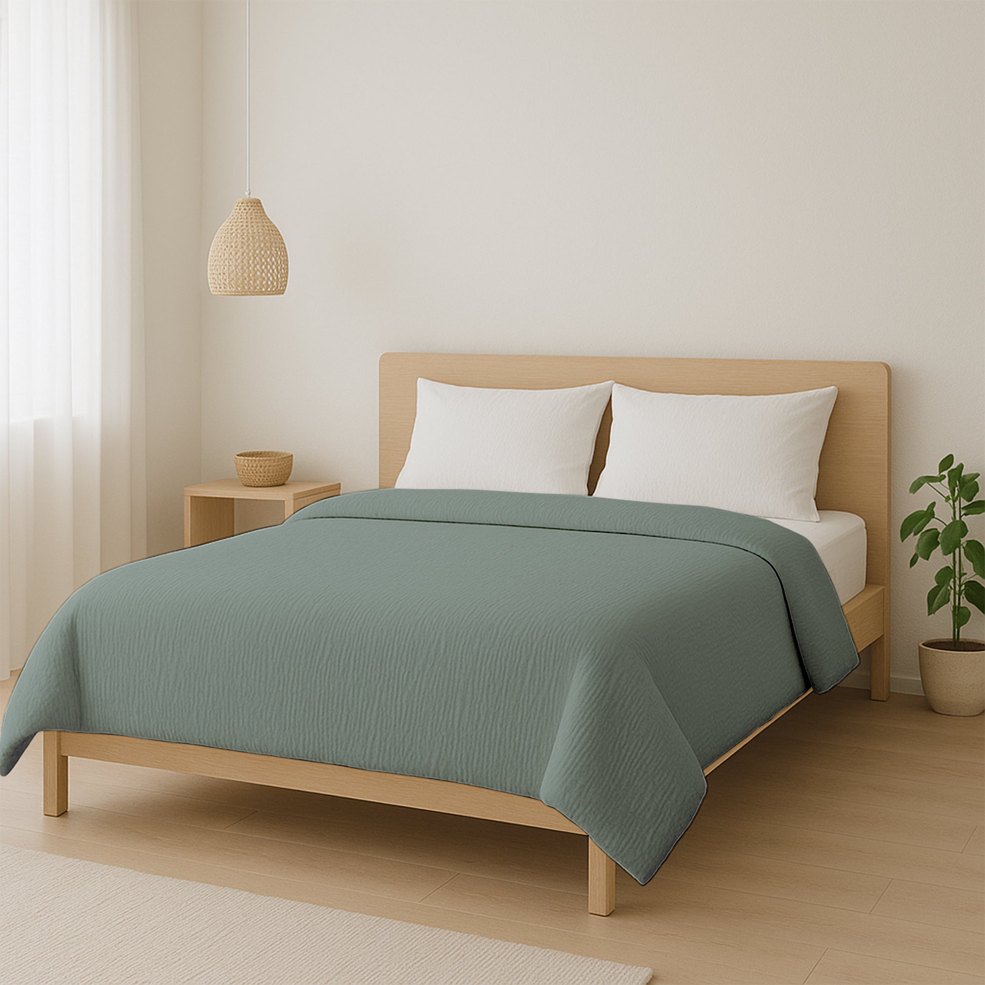 All-in One Lazy Mousseline Dekbed Mintgroen - Dekbed voor het hele jaar