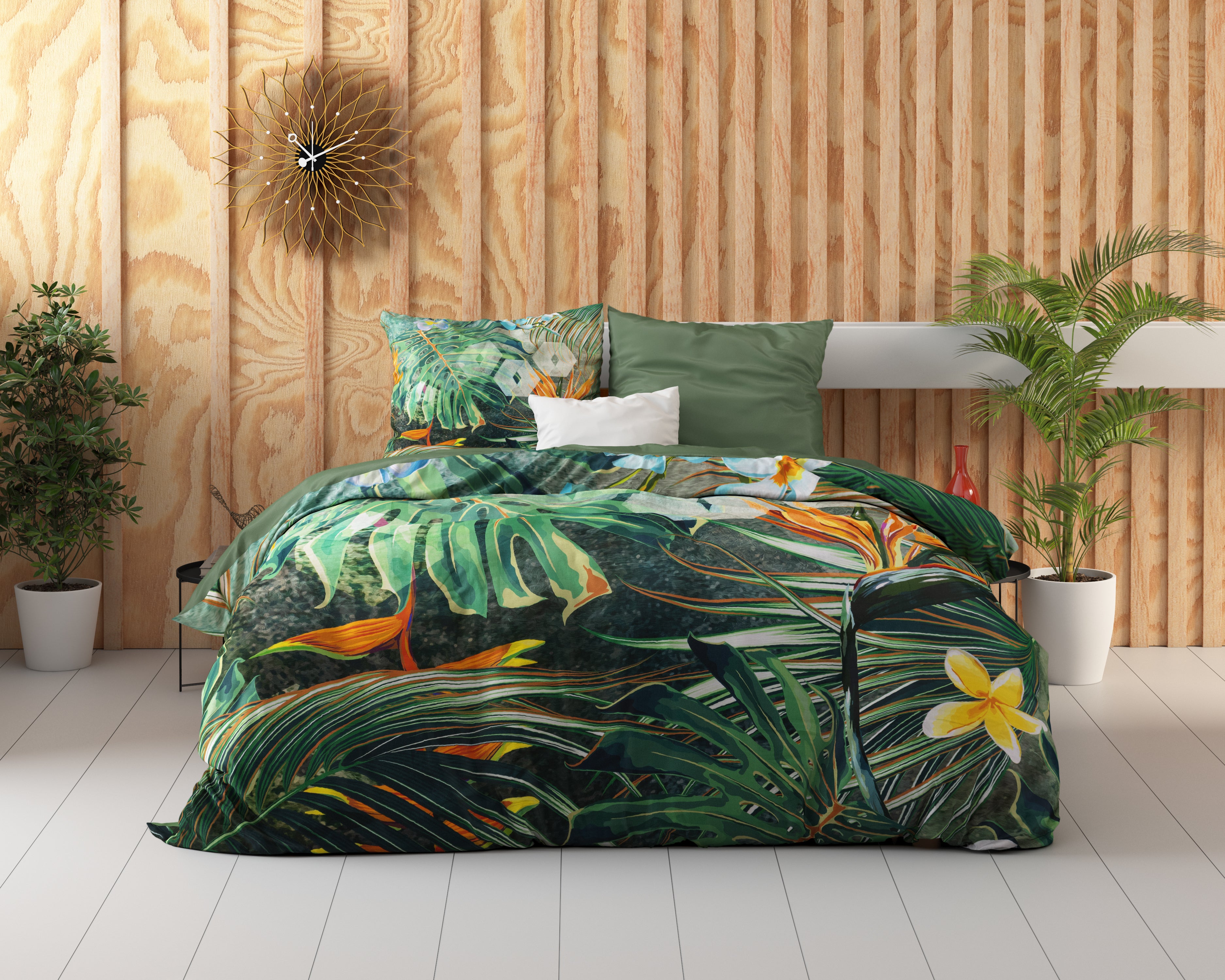 Nature Fusion Green Dekbedovertrek - Ademend katoen - Trendy designs - Met drukknopen