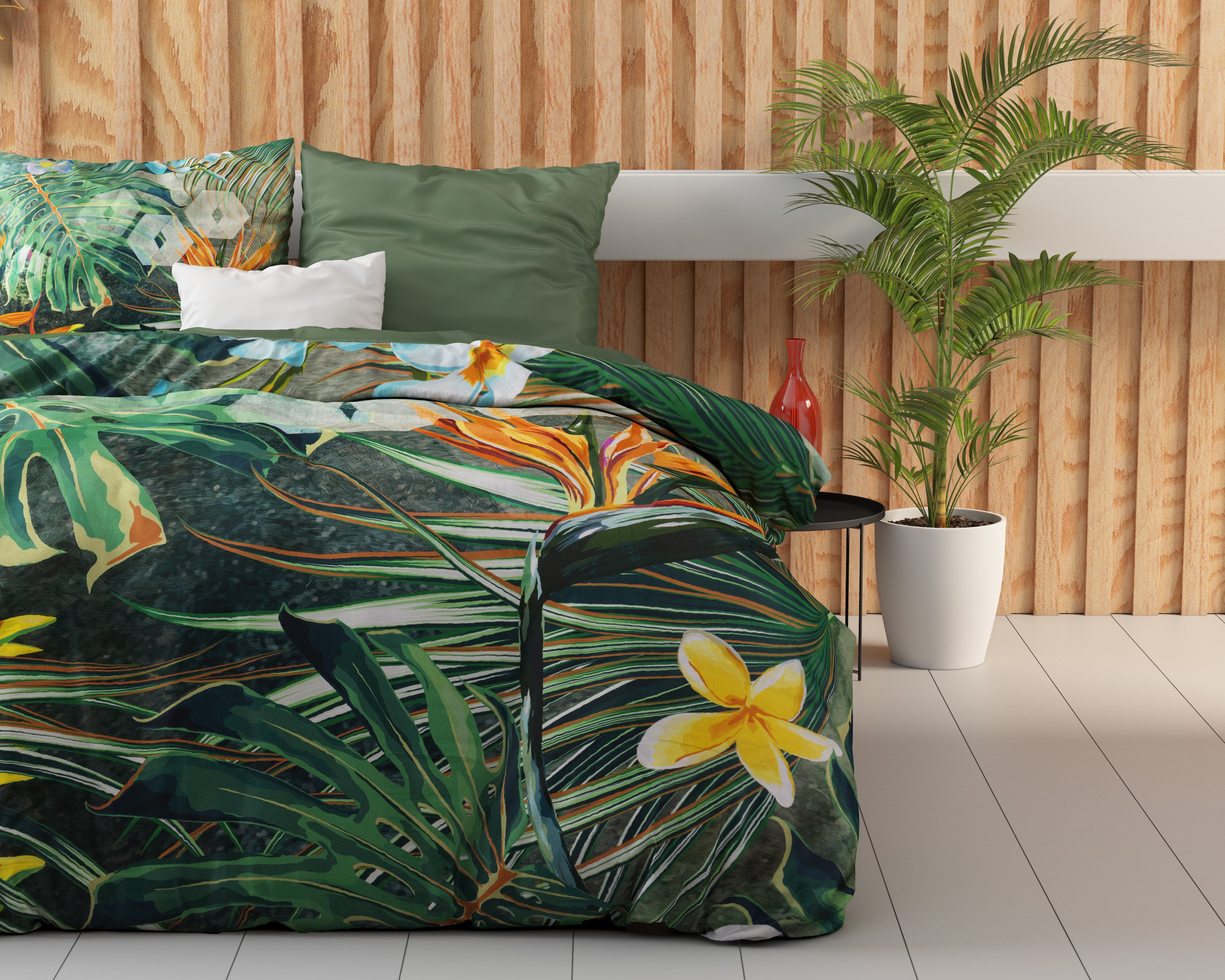 Nature Fusion Green Dekbedovertrek - Ademend katoen - Trendy designs - Met drukknopen