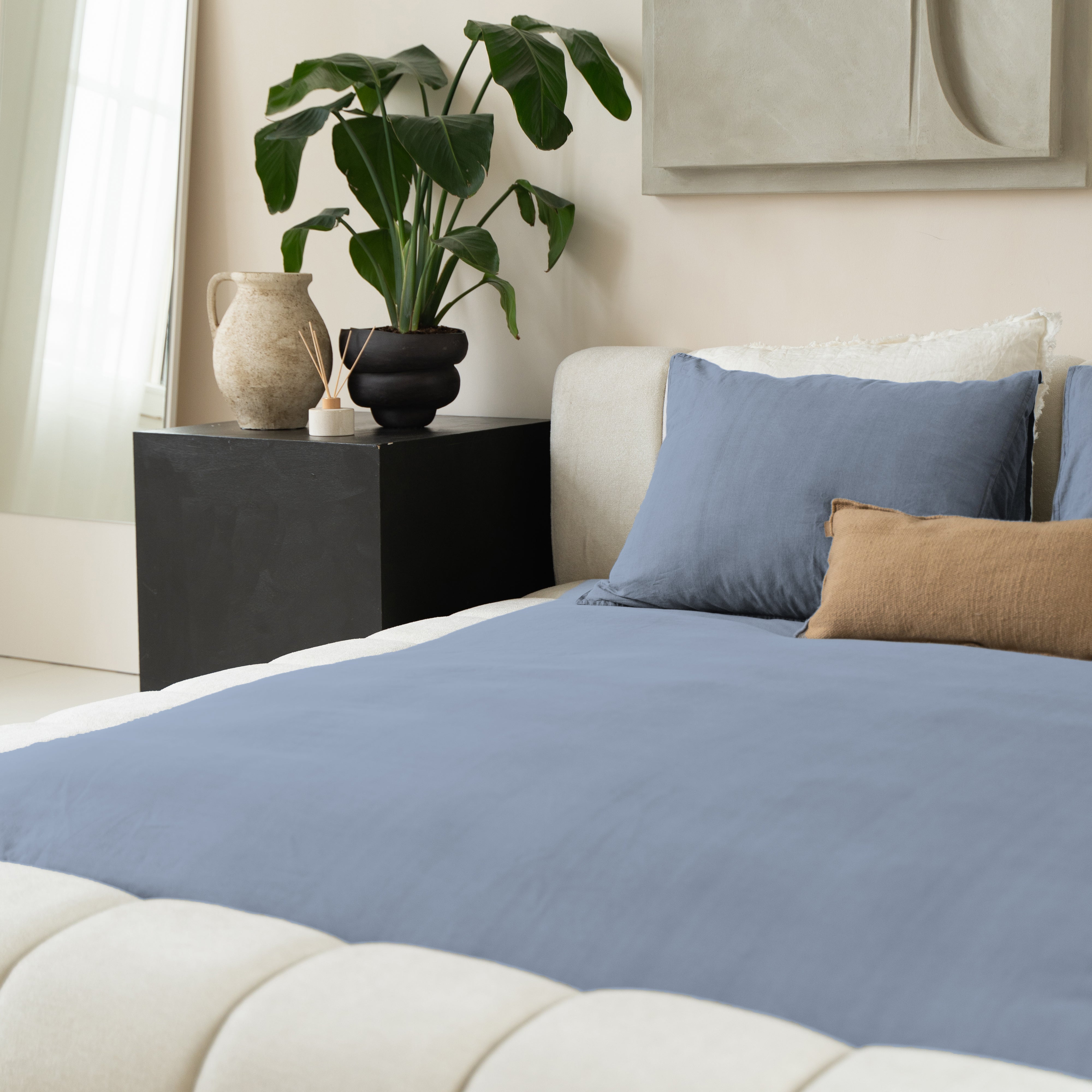 Denim Stone Washed Blauw Dekbedovertrek