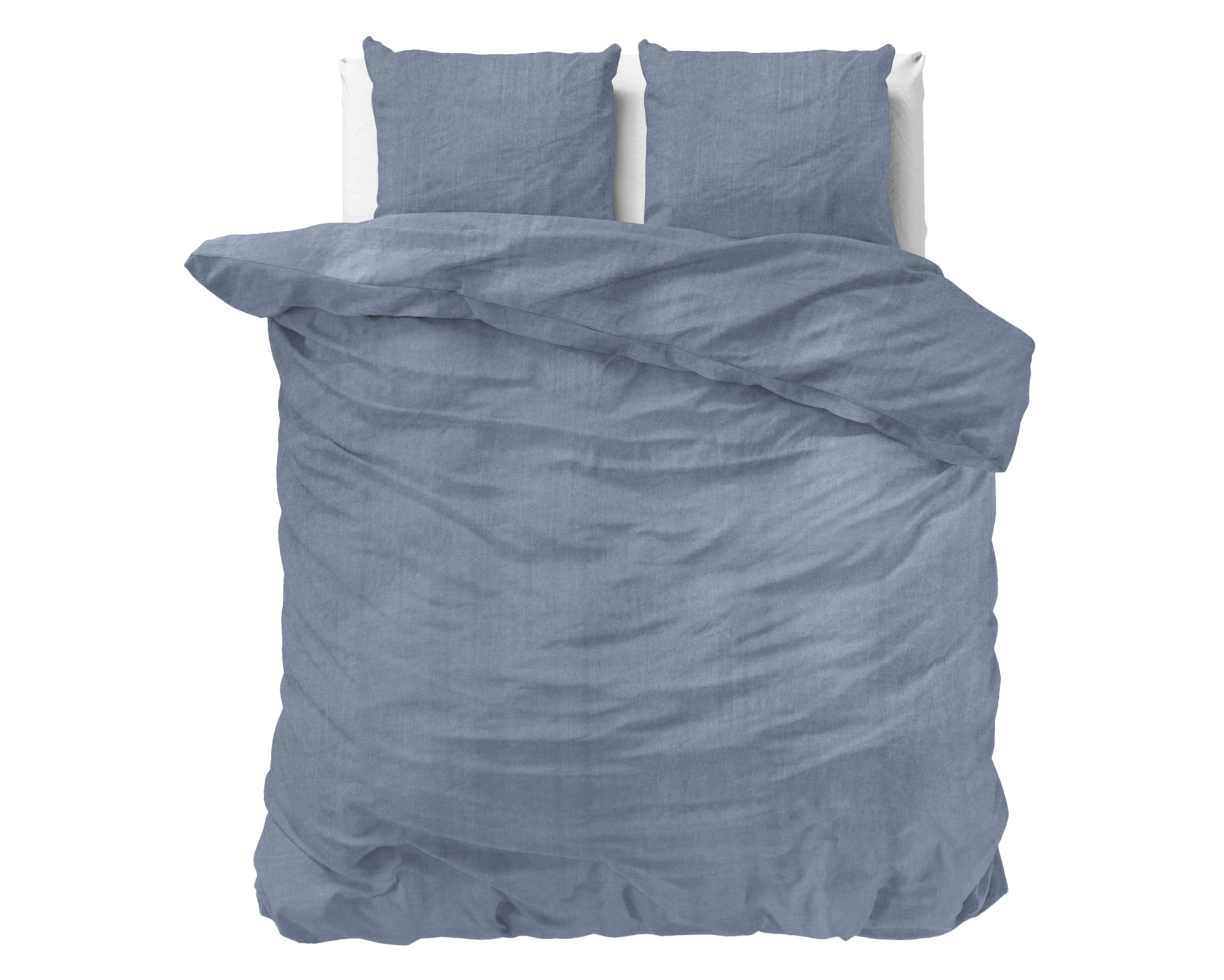 Denim Stone Washed Blauw Dekbedovertrek