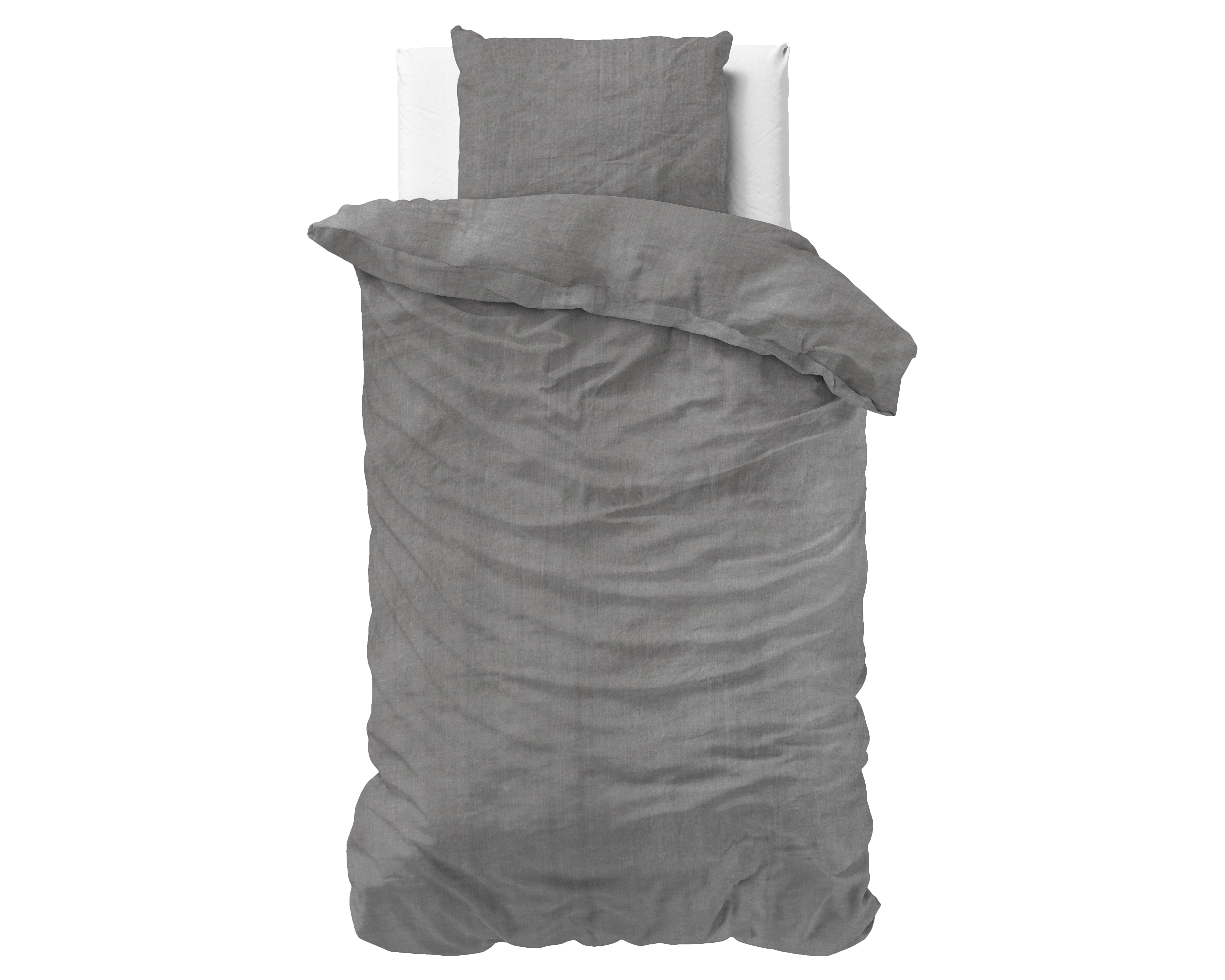 Denim Stone Washed Antraciet Dekbedovertrek