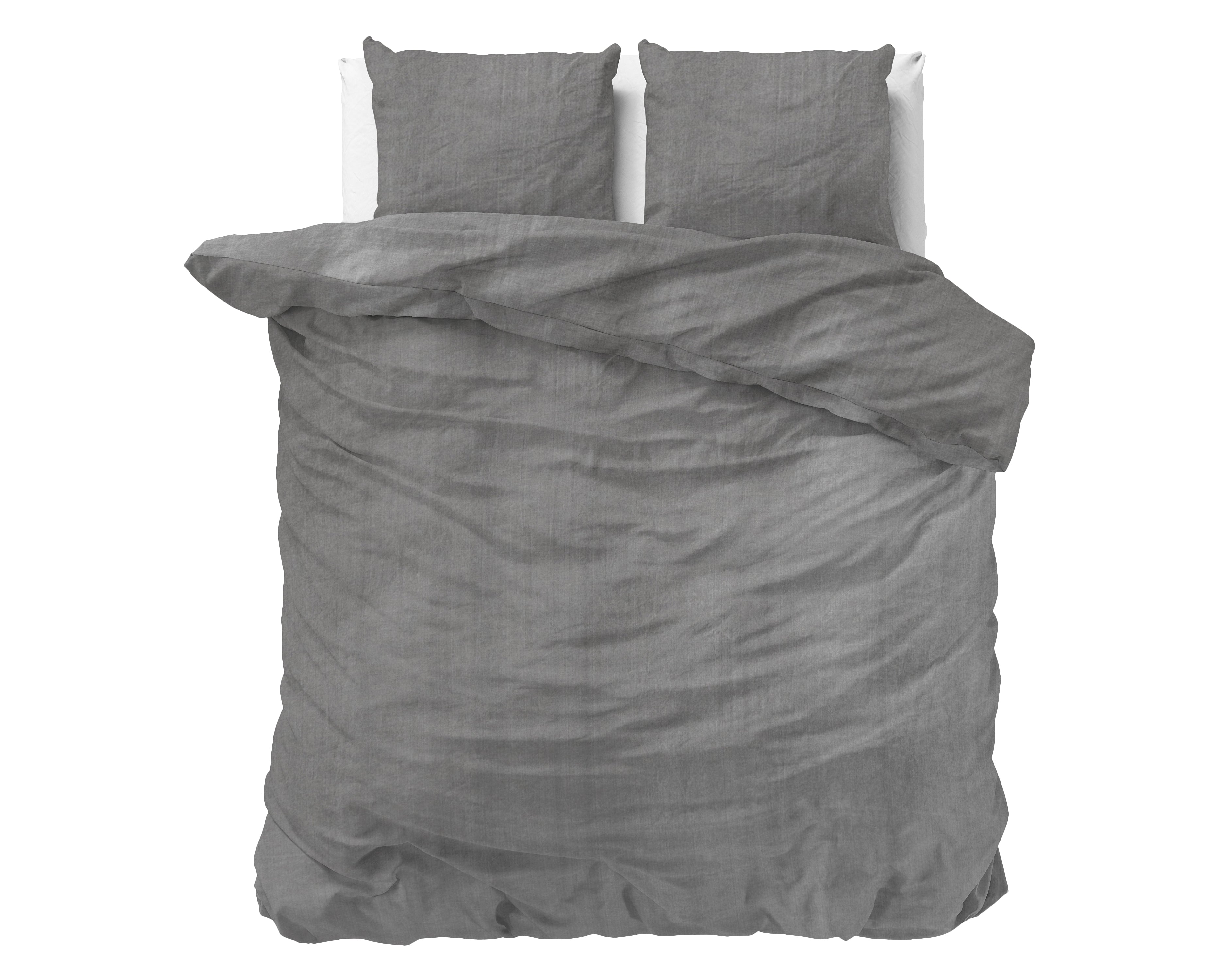 Denim Stone Washed Antraciet Dekbedovertrek