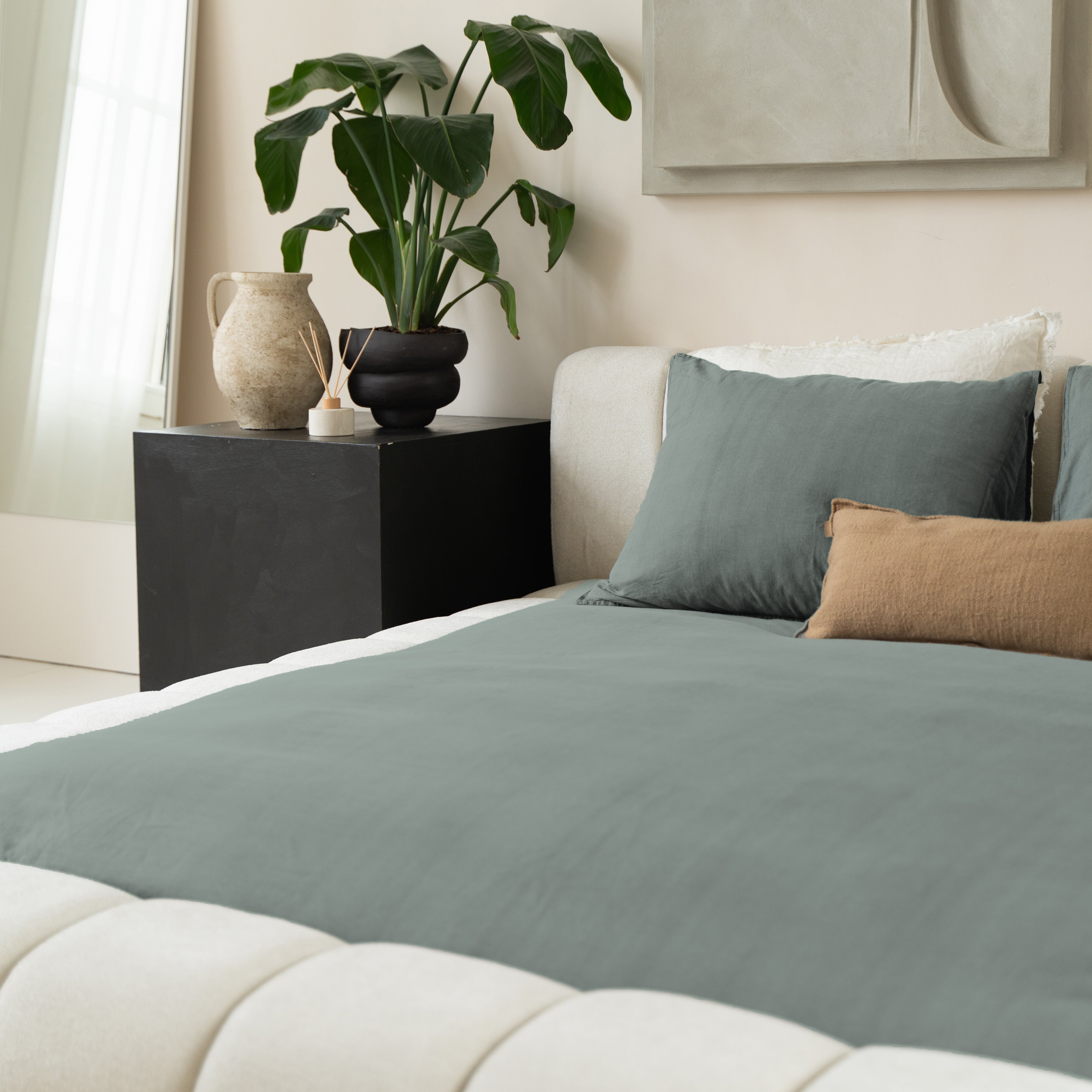 Denim Stone Washed Groen Dekbedovertrek