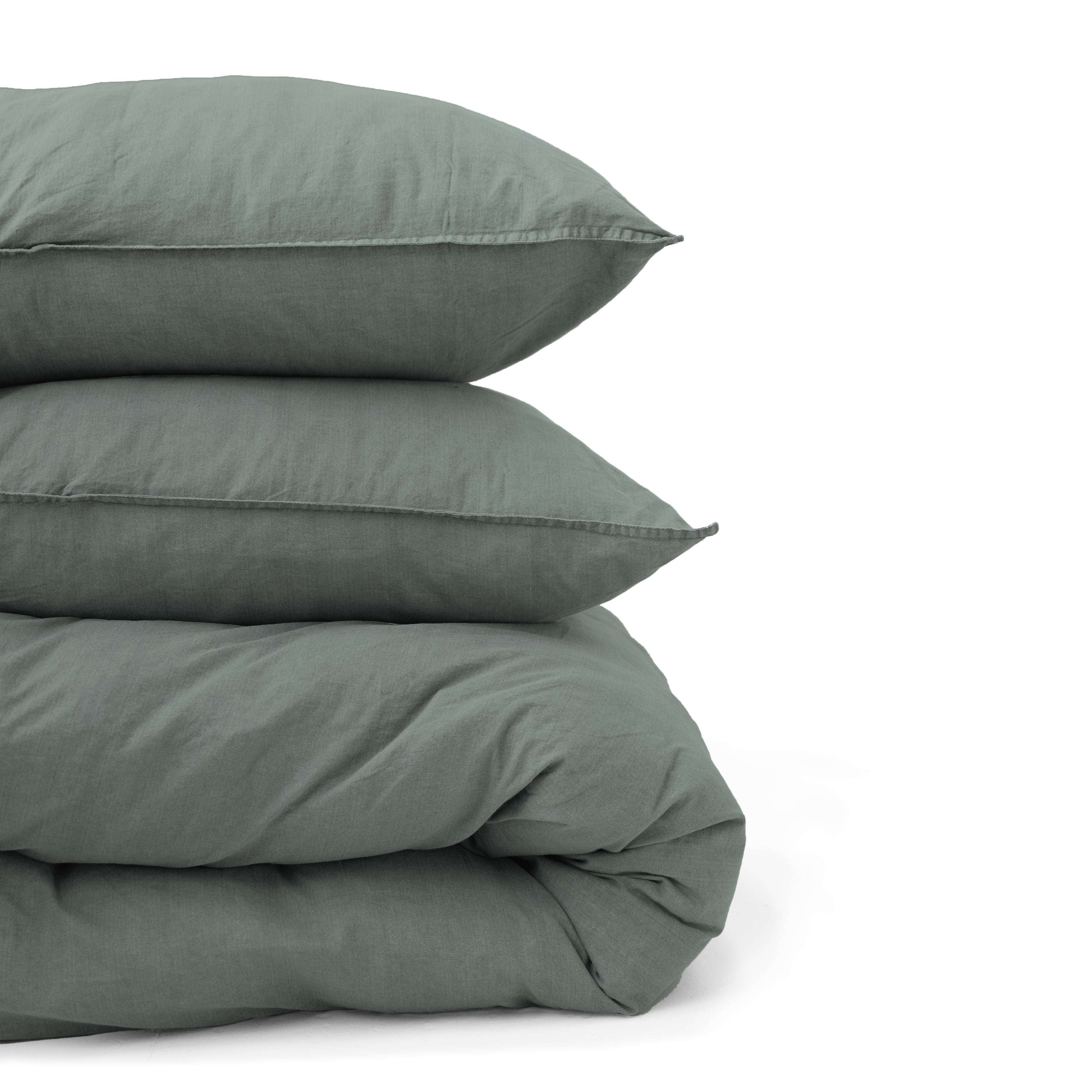 Denim Stone Washed Groen Dekbedovertrek
