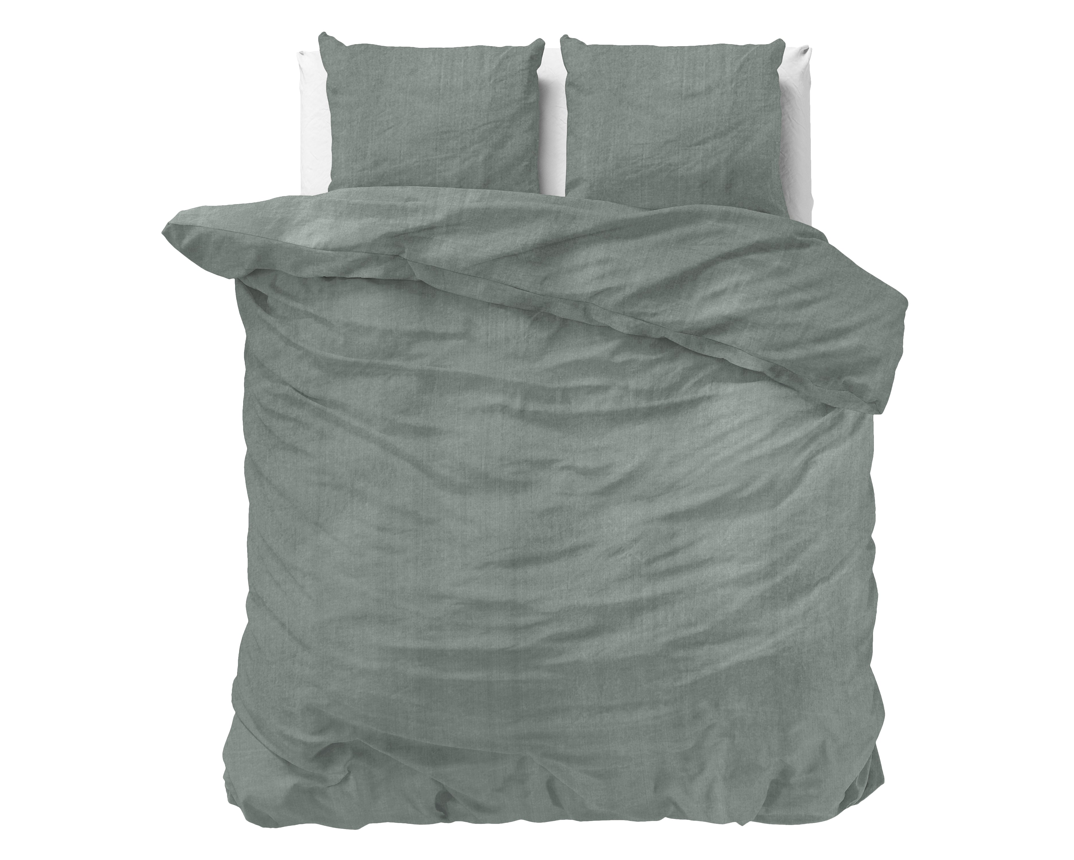 Denim Stone Washed Groen Dekbedovertrek