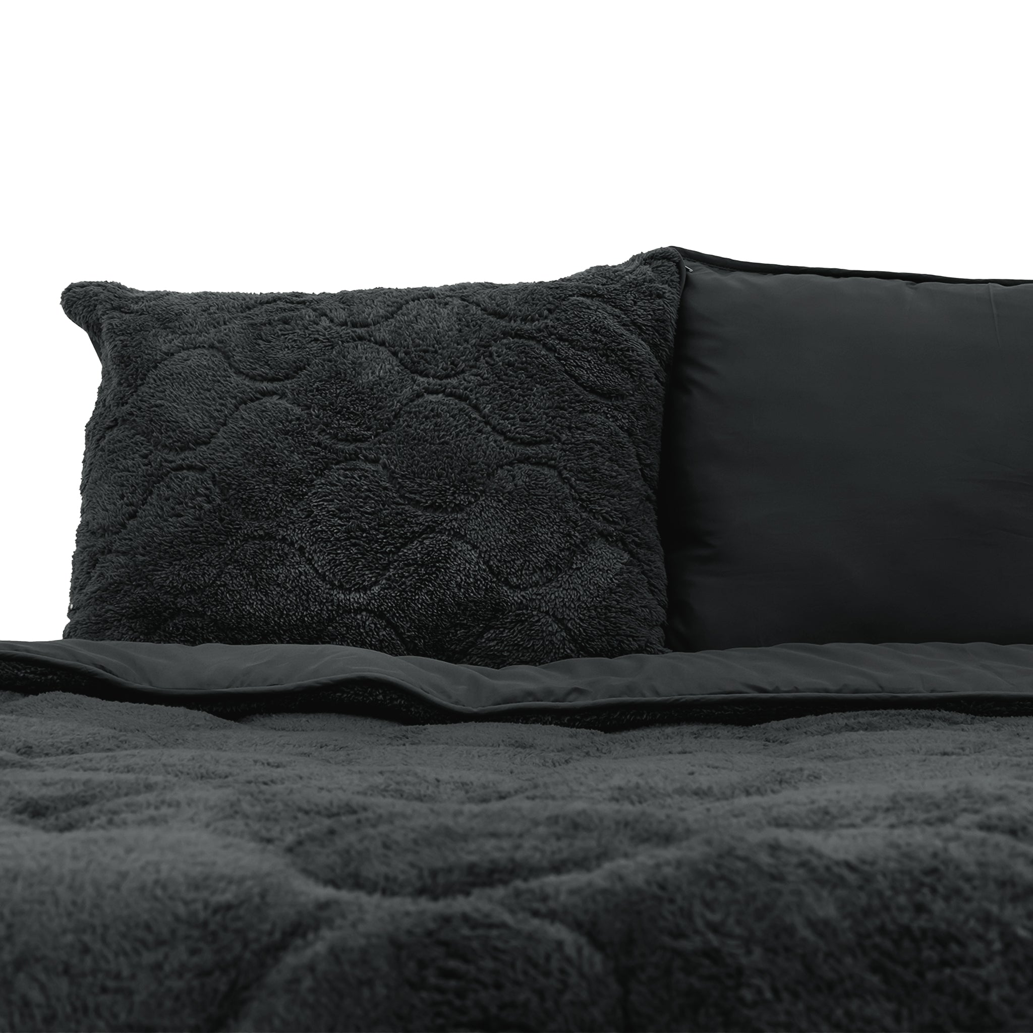 All-in One Lazy Teddy Dekbed Zwart - Dekbed met kussenslopen