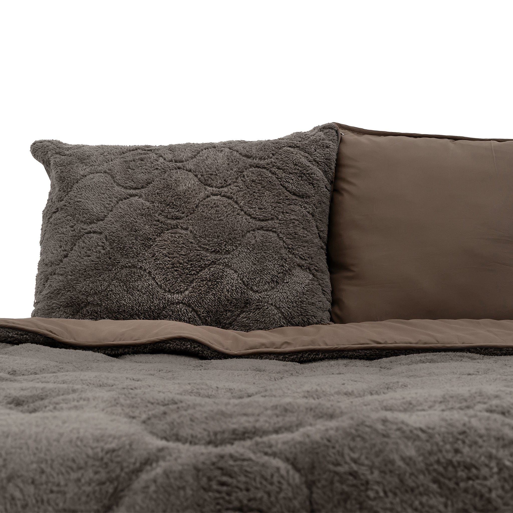 All-in One Lazy Teddy Dekbed Taupe/Grijs - Dekbed met kussenslopen