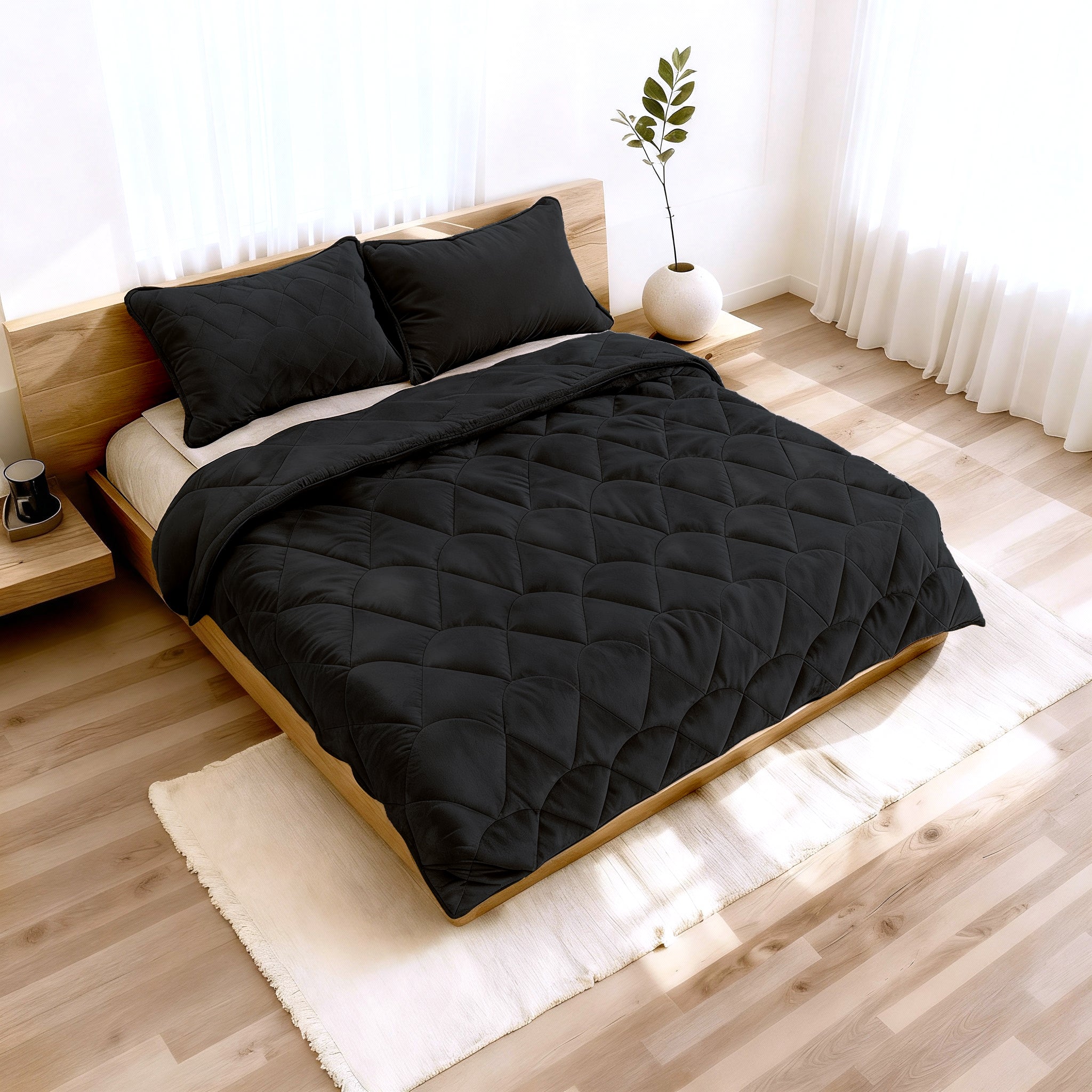 All-in One Lazy Velvet Dekbed Zwart - Dekbed met kussenslopen