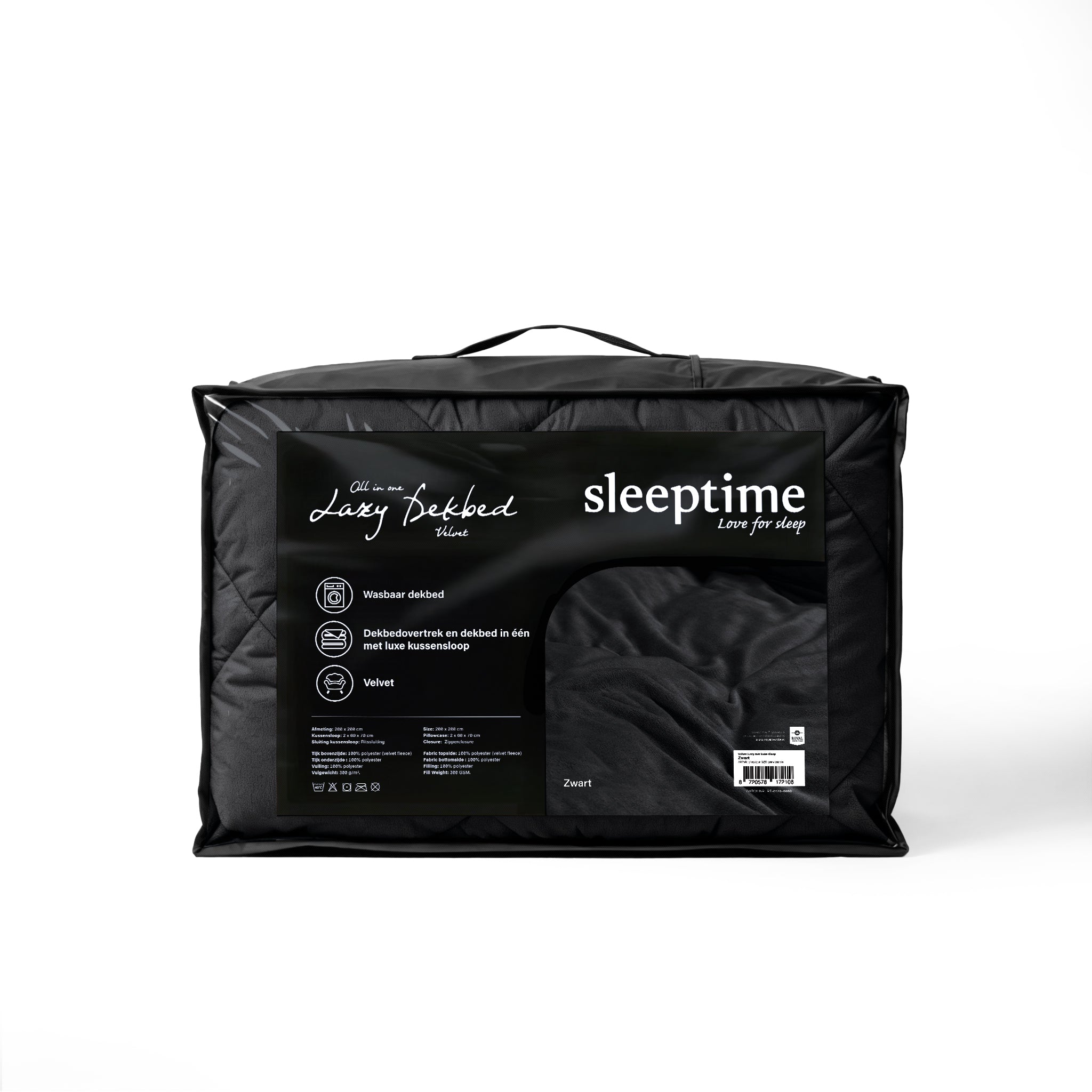 All-in One Lazy Velvet Dekbed Zwart - Dekbed met kussenslopen