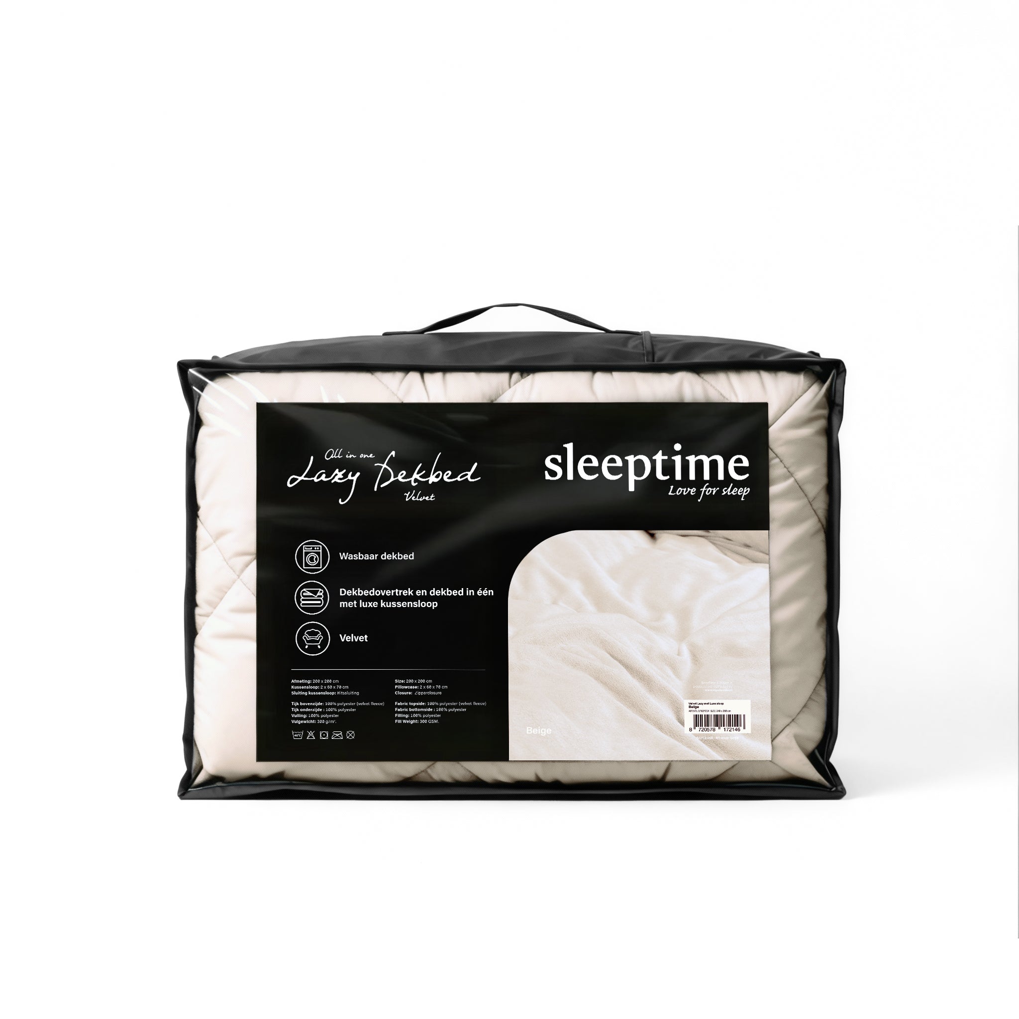All-in One Lazy Velvet Dekbed Beige - Dekbed met kussenslopen