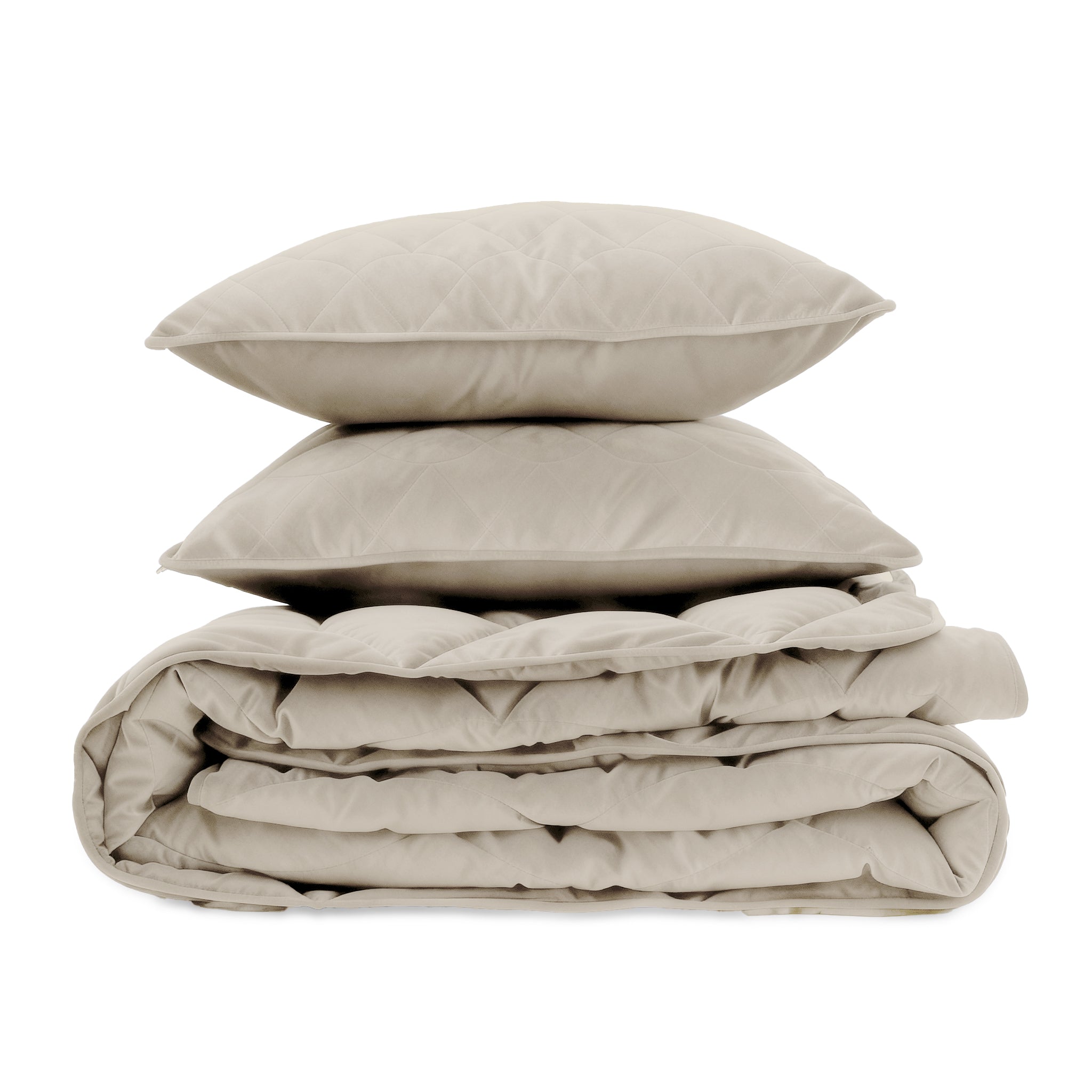 All-in One Lazy Velvet Dekbed Taupe/Grijs - Dekbed met kussenslopen