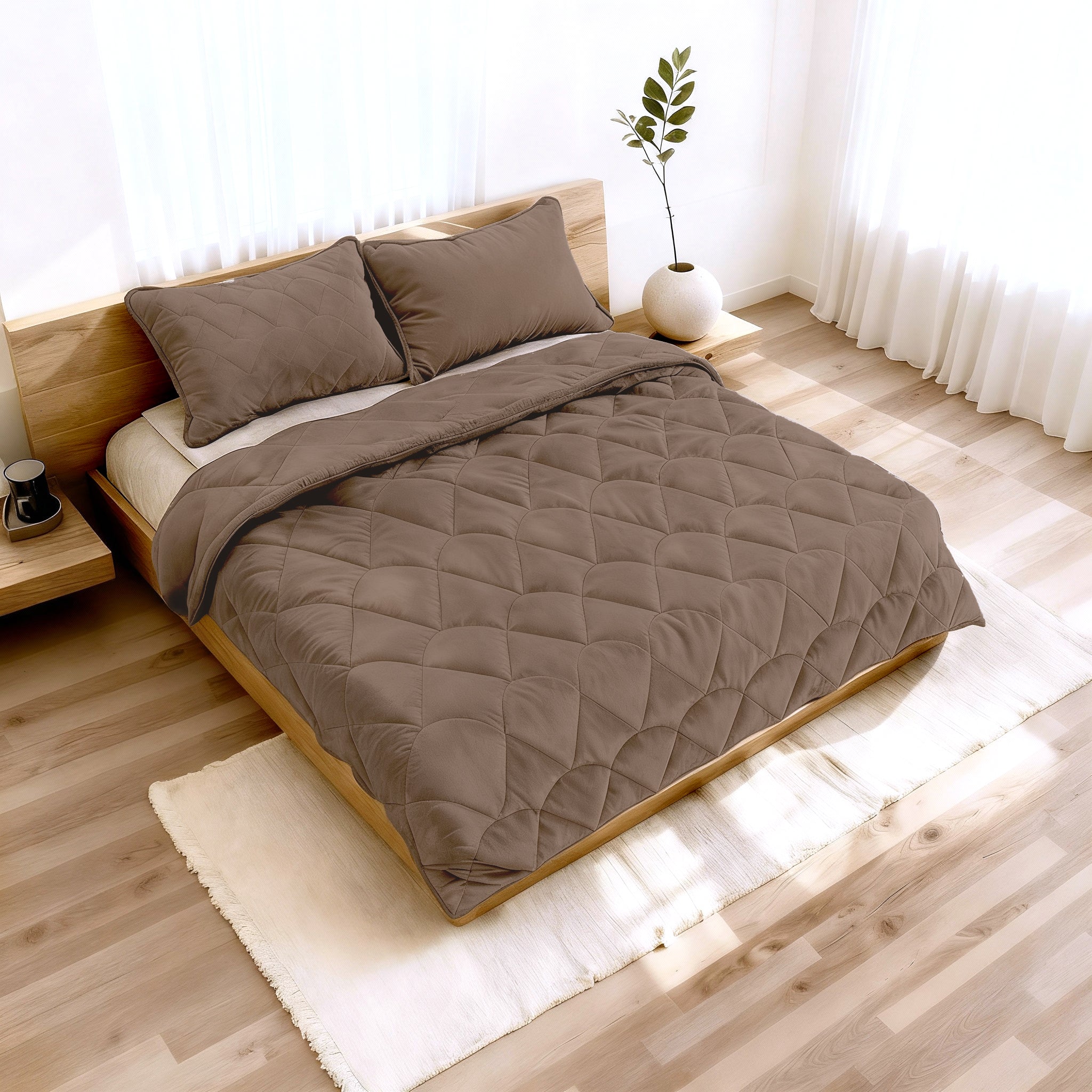 All-in One Lazy Velvet Dekbed Taupe/Bruin - Dekbed met kussenslopen