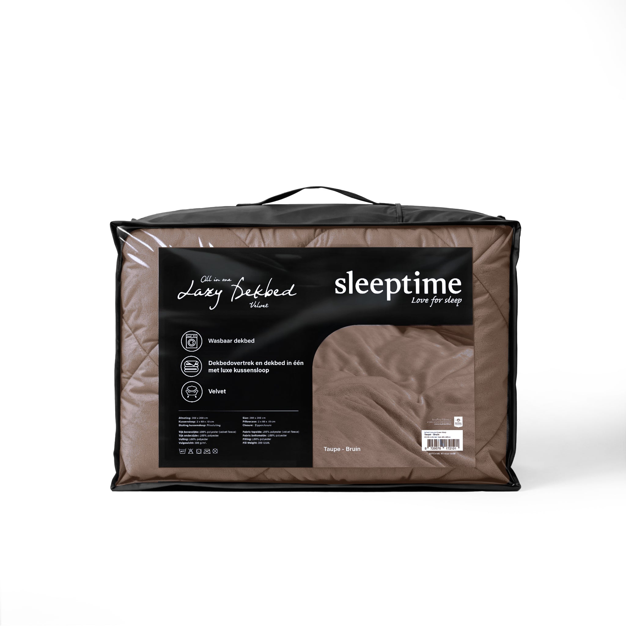 All-in One Lazy Velvet Dekbed Taupe/Bruin - Dekbed met kussenslopen