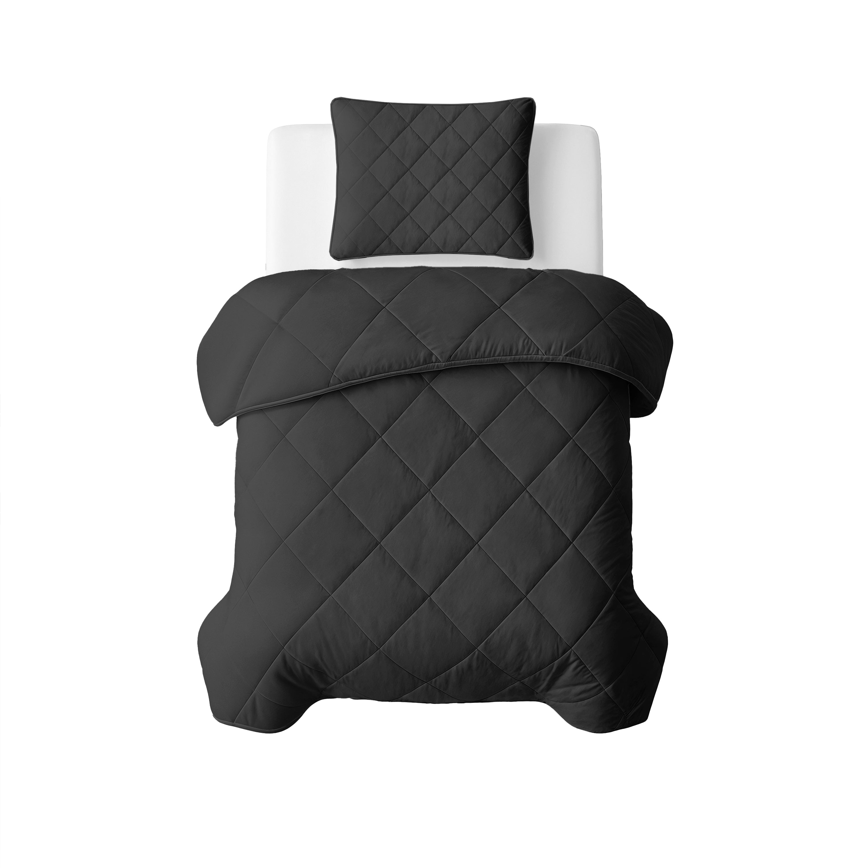 All-in One Lazy Velvet Dekbed Zwart - Dekbed met kussenslopen