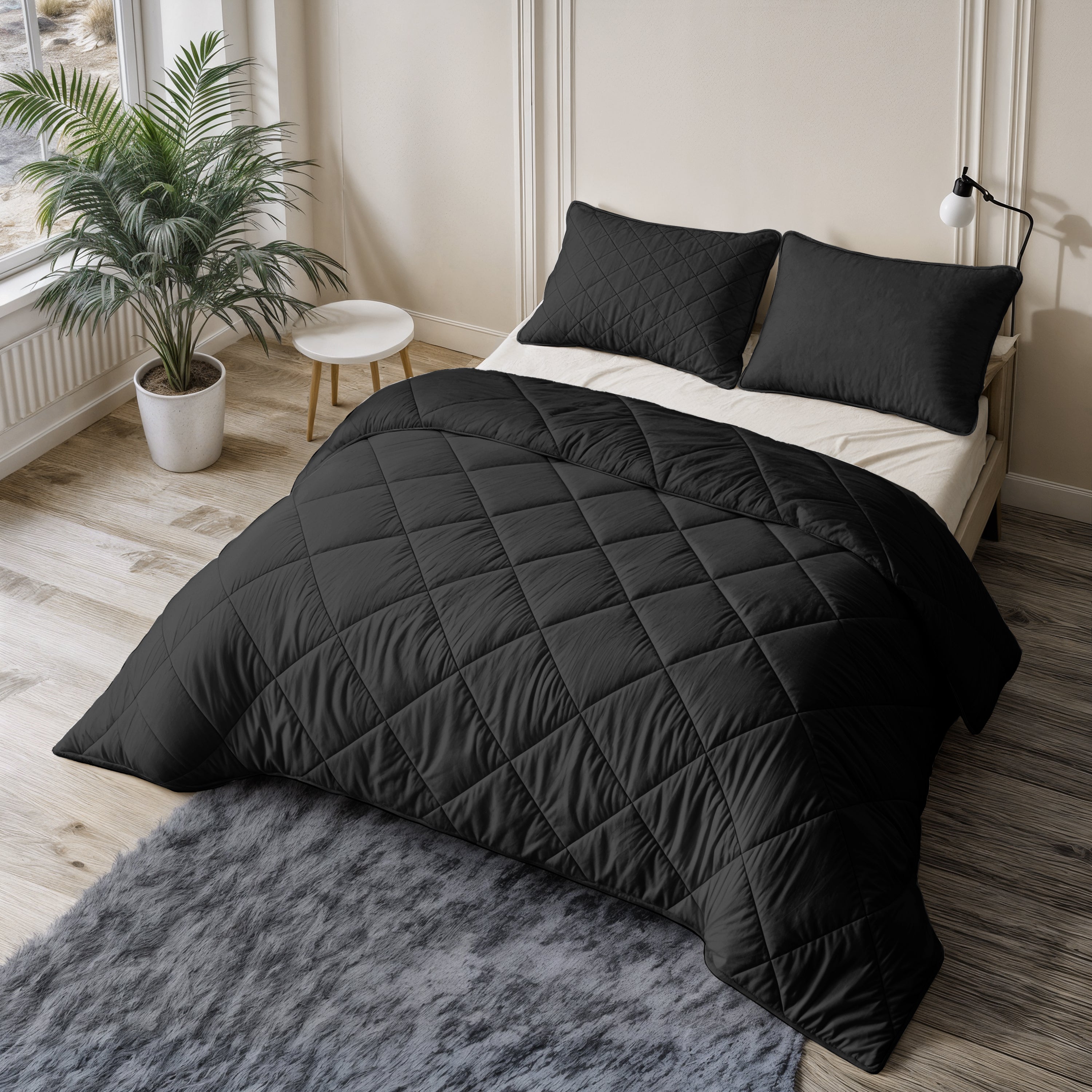 All-in One Lazy Velvet Dekbed Zwart - Dekbed met kussenslopen