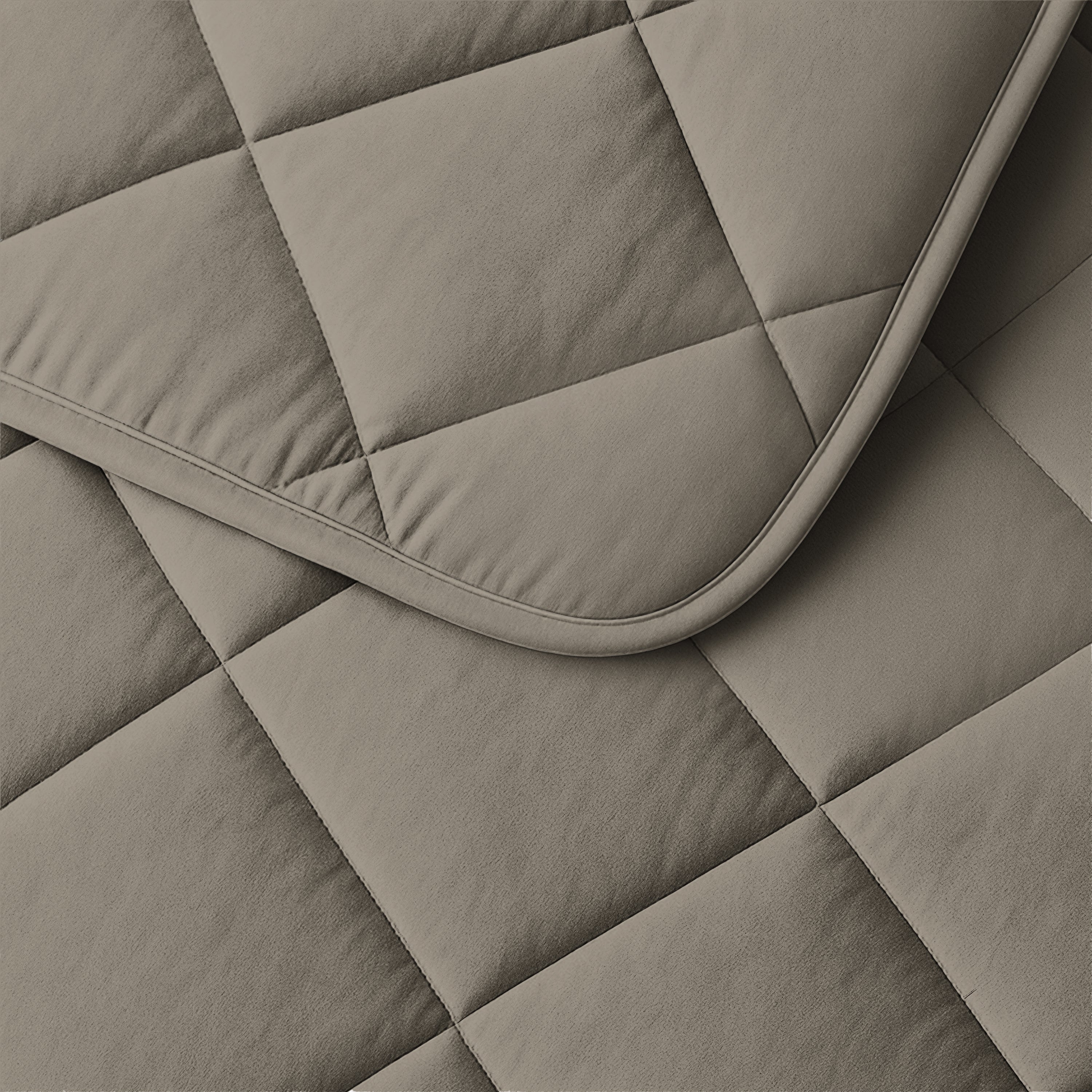 All-in One Lazy Velvet Dekbed Taupe/Grijs - Dekbed met kussenslopen