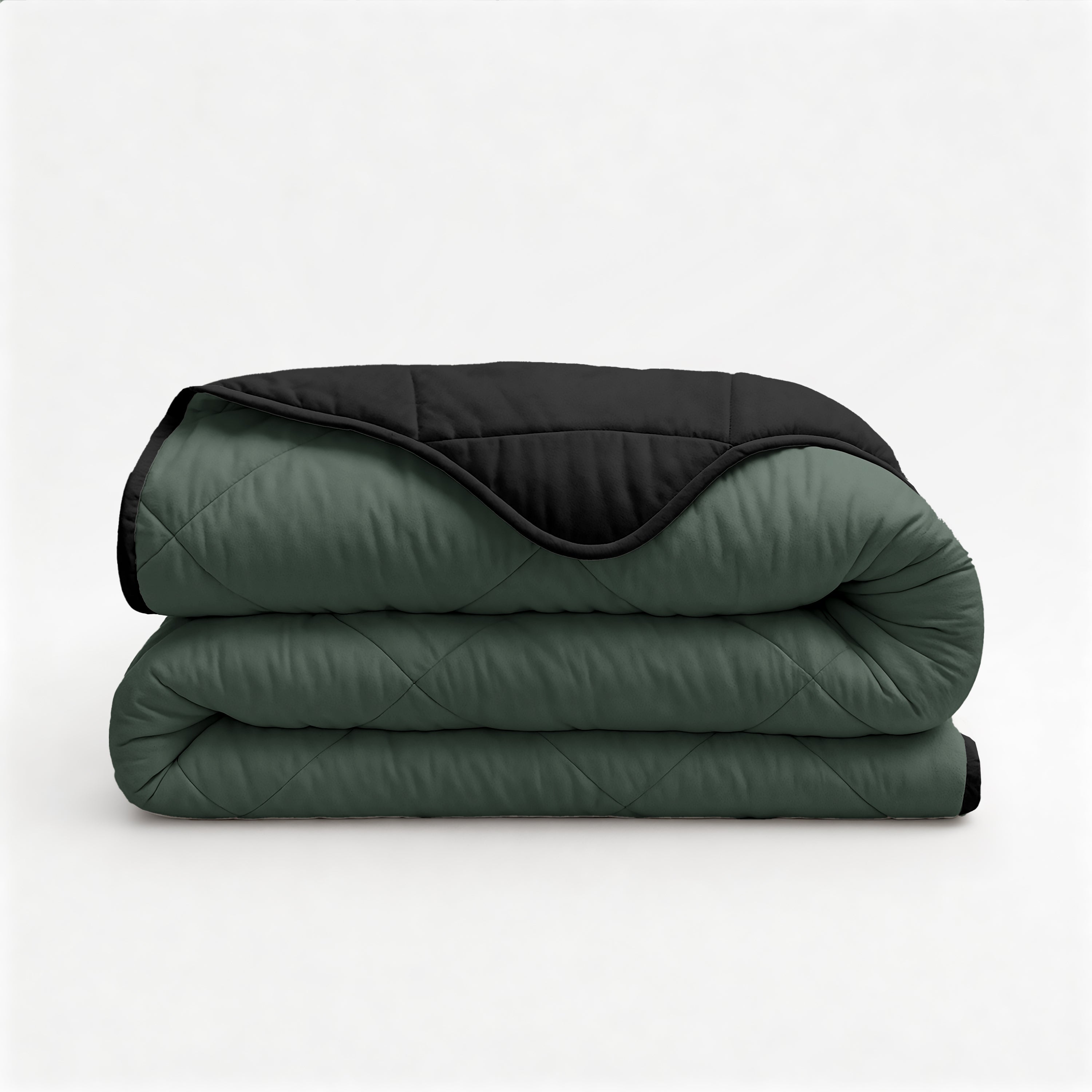 All-in One Lazy Velvet Dekbed Groen/Zwart - Dekbed met kussenslopen