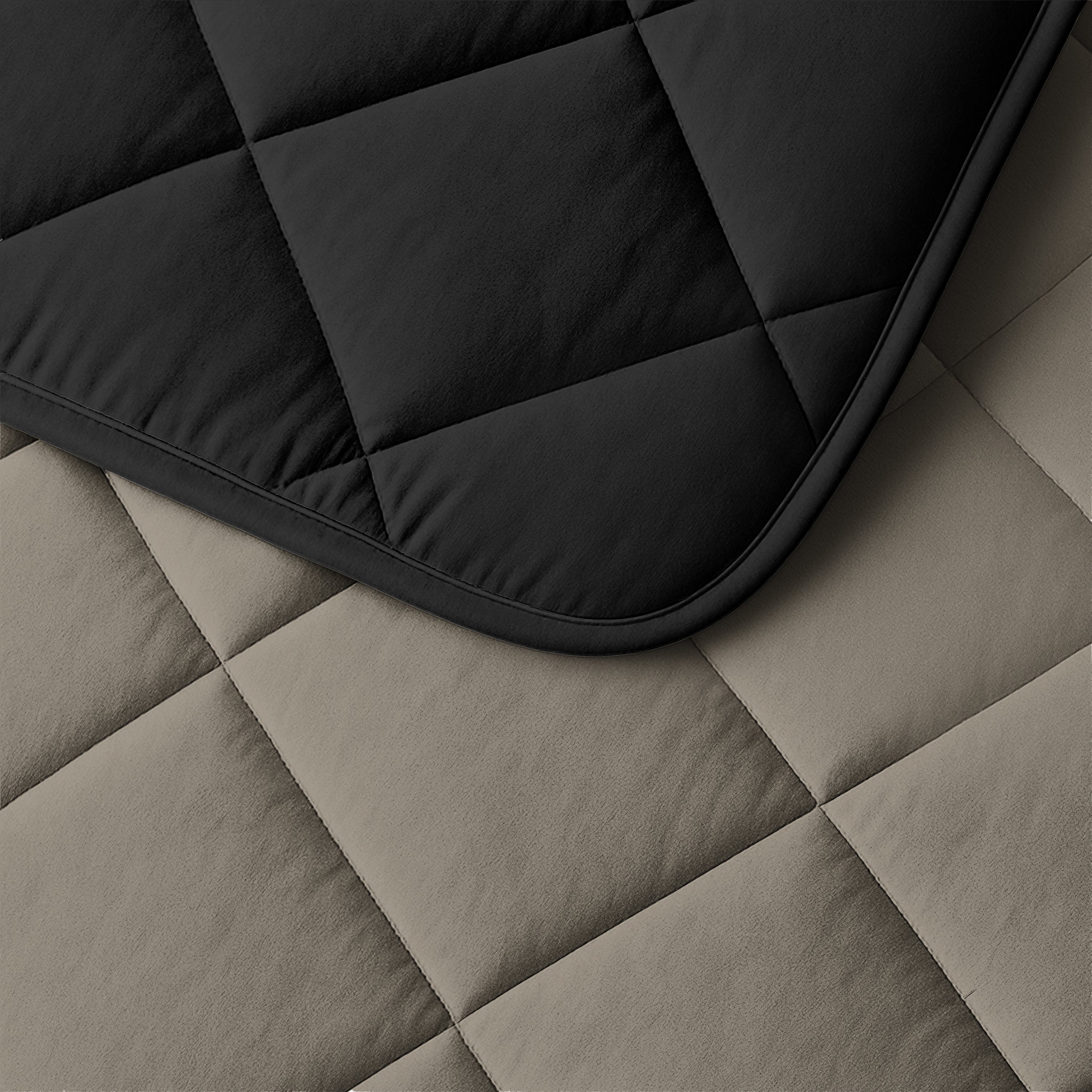 All-in One Lazy Velvet Dekbed Taupe/Zwart - Dekbed met kussenslopen