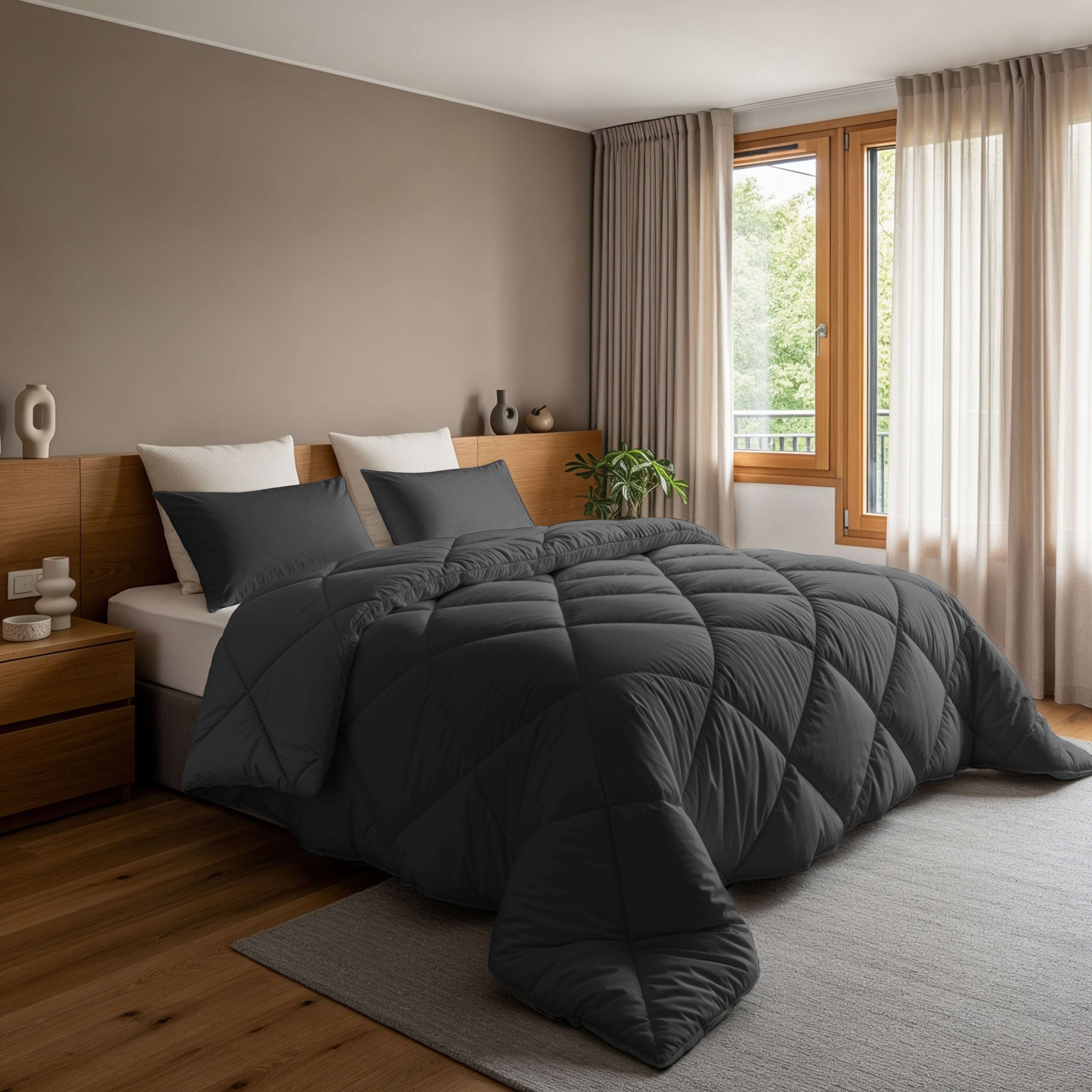 All-in-One Lazy Duvet Diamond Anthracite - Duvet with pillowcases