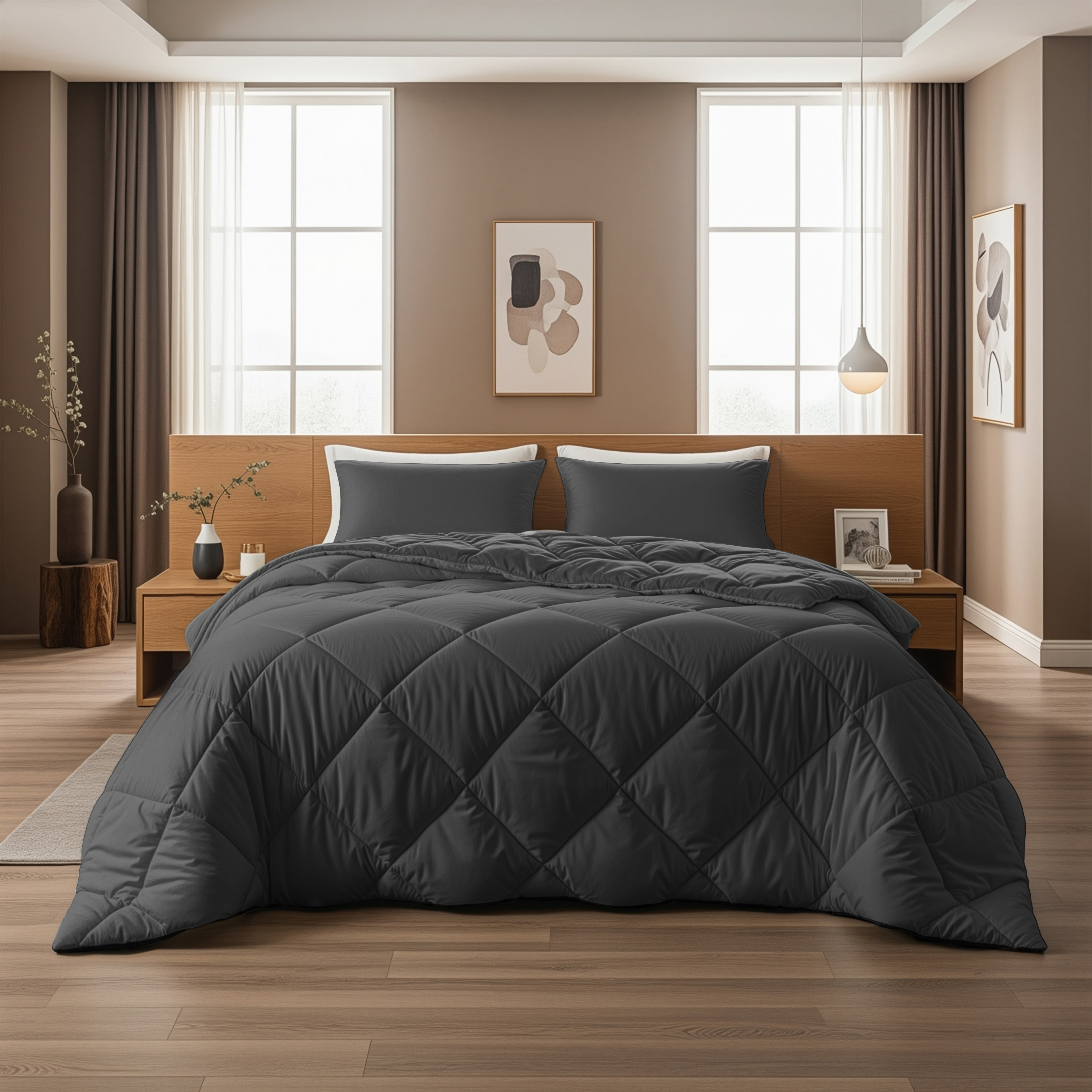 All-in-One Lazy Duvet Diamond Anthracite - Duvet with pillowcases