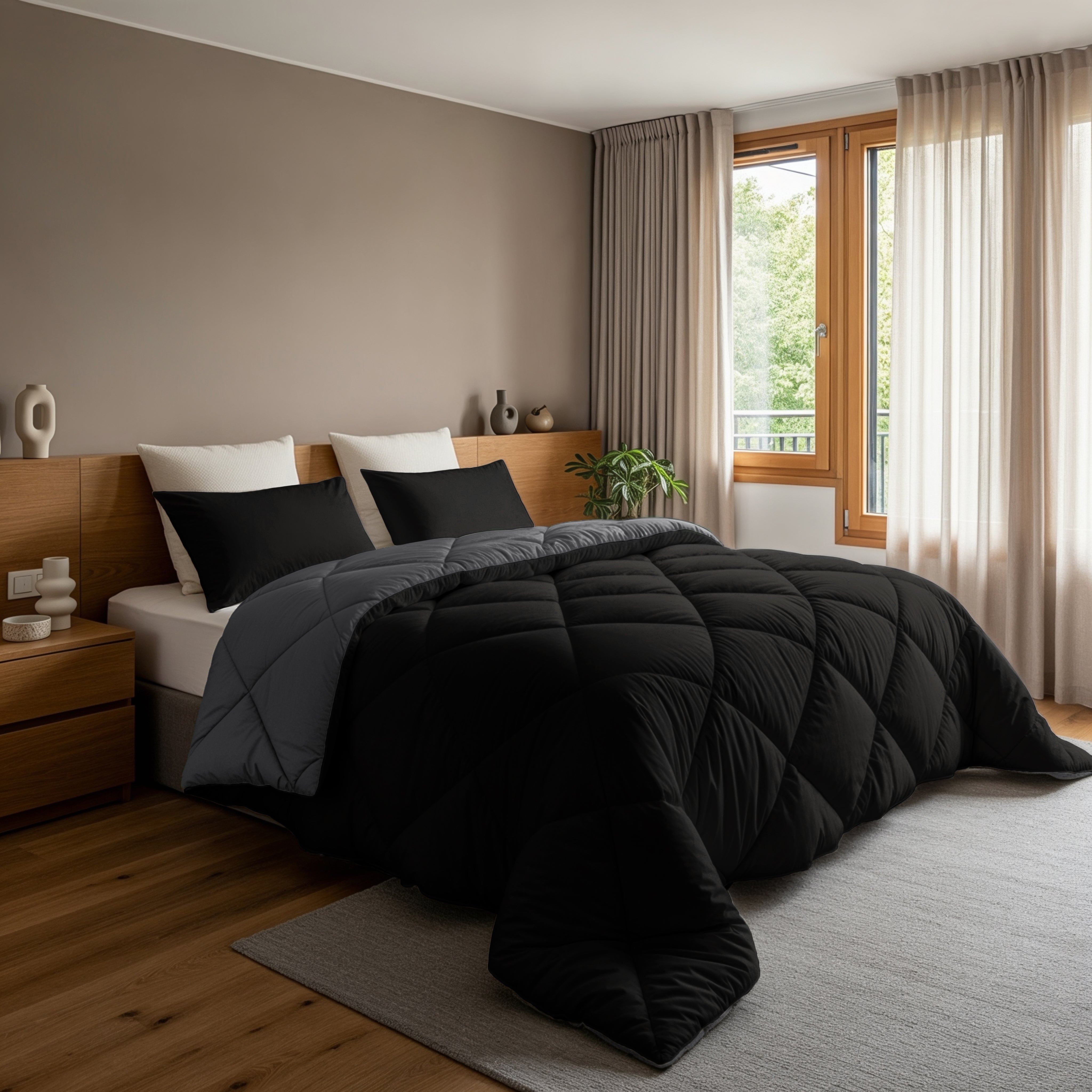 All-in-One Lazy Duvet Diamond Black/Anthracite - Duvet with pillowcases