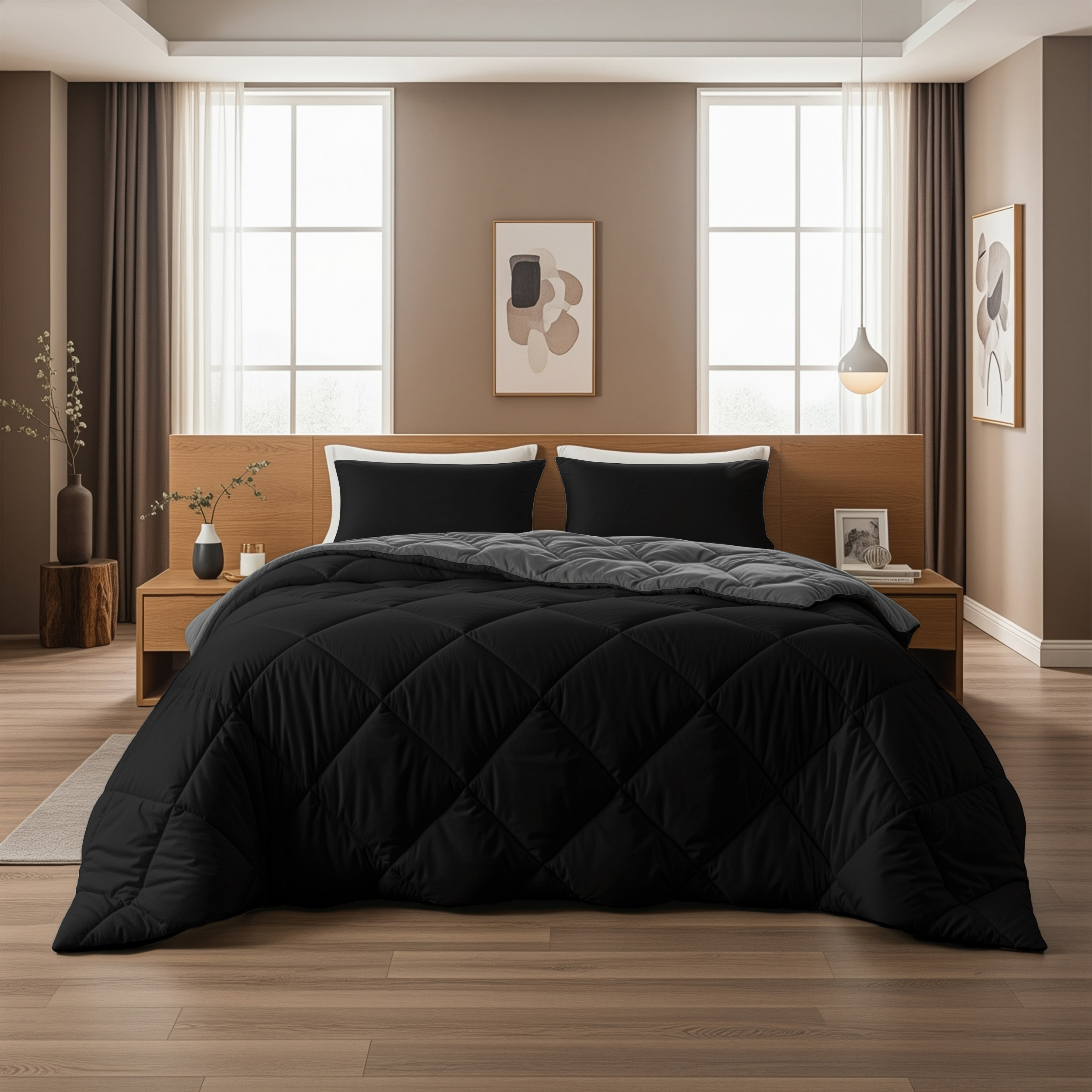 All-in-One Lazy Duvet Diamond Black/Anthracite - Duvet with pillowcases