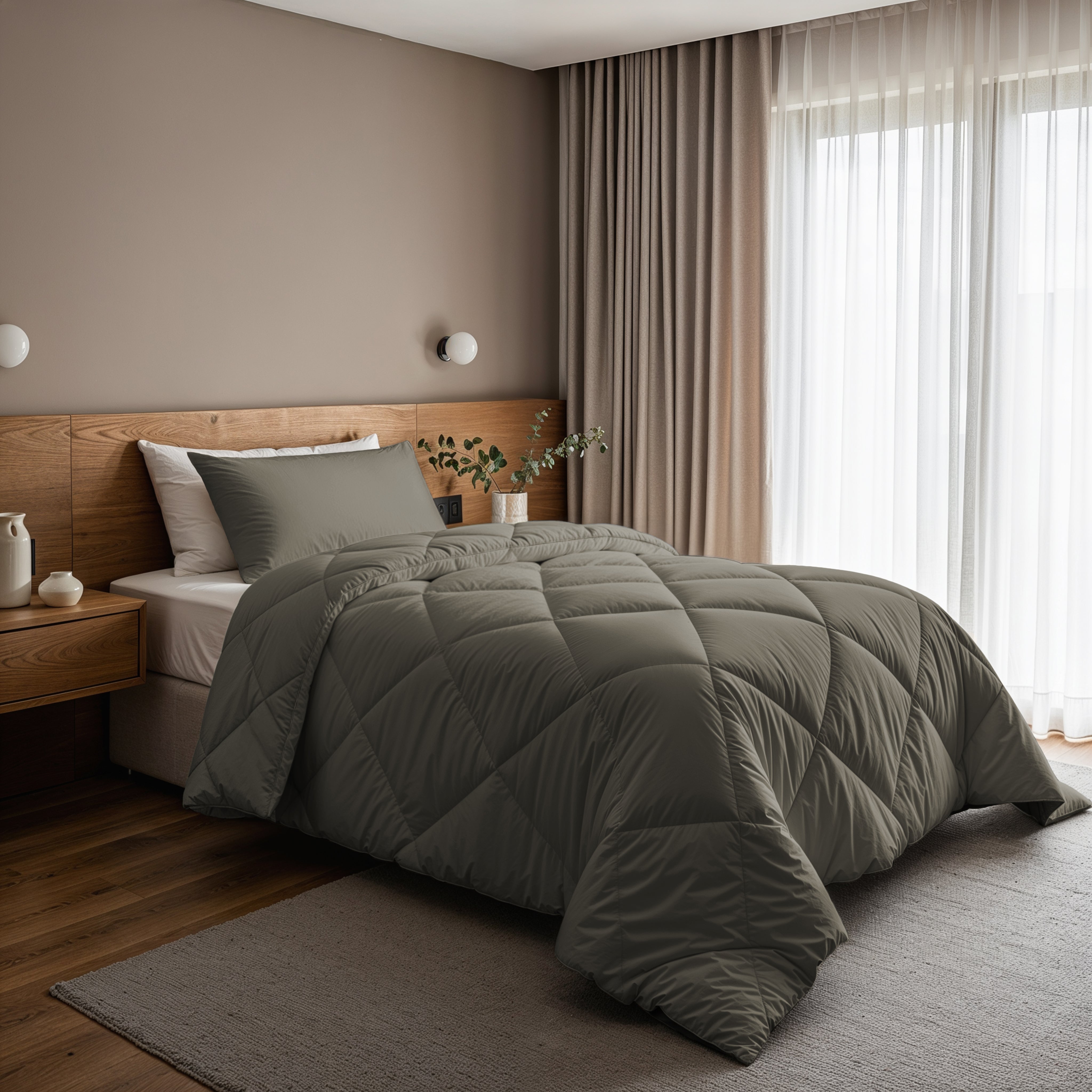 All-in-One Lazy Duvet Diamond Khaki - Duvet with pillowcases