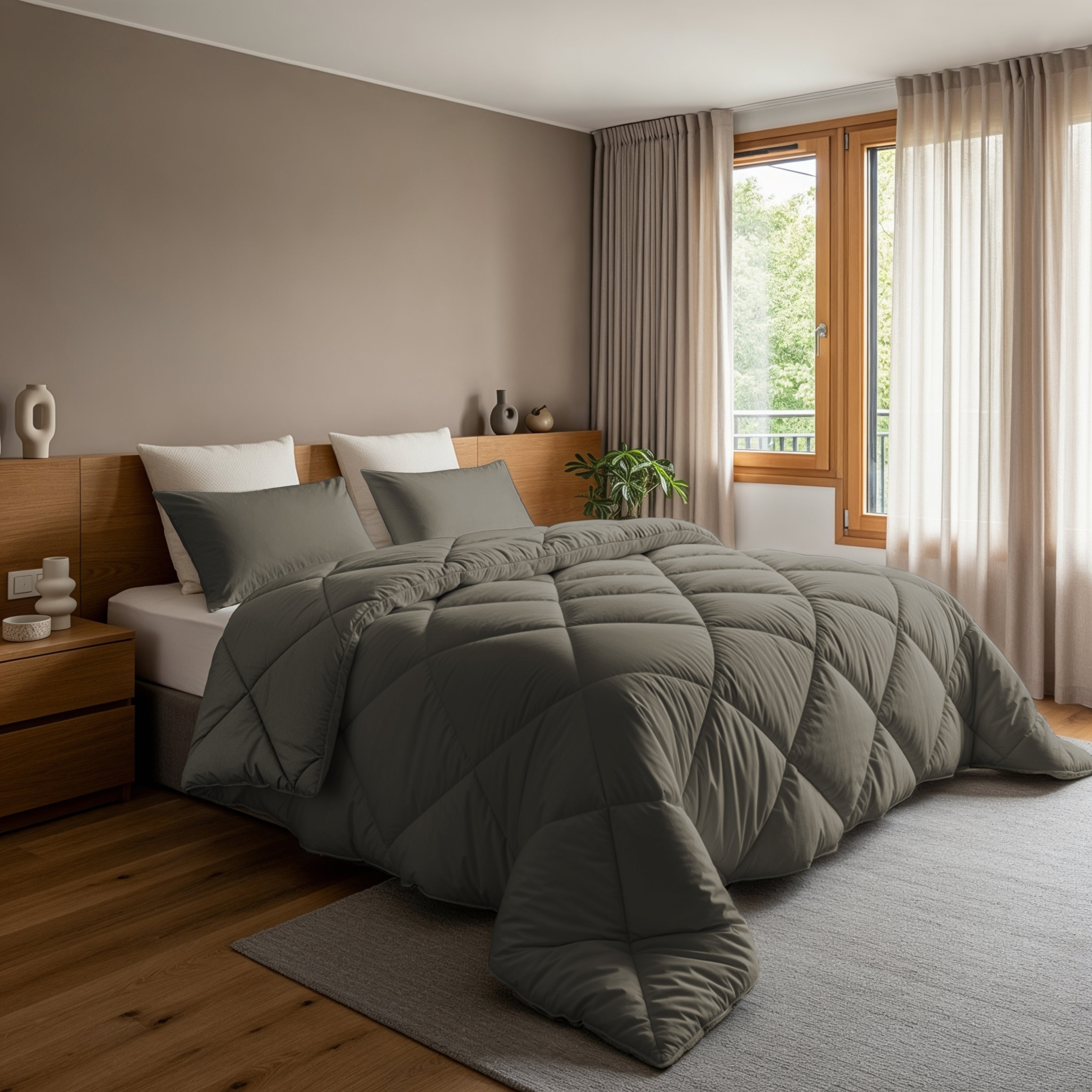 All-in-One Lazy Duvet Diamond Khaki - Duvet with pillowcases