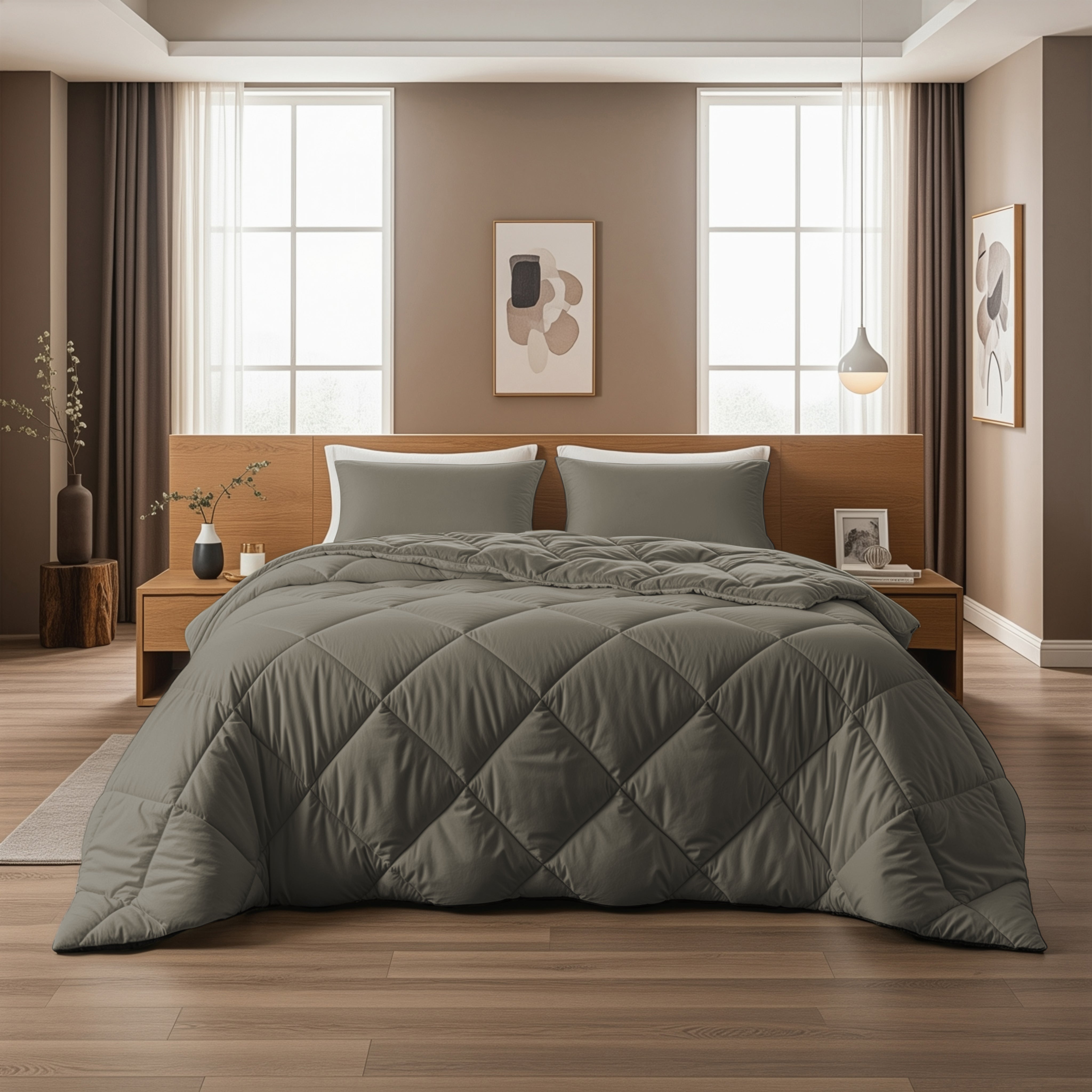 All-in-One Lazy Duvet Diamond Khaki - Duvet with pillowcases