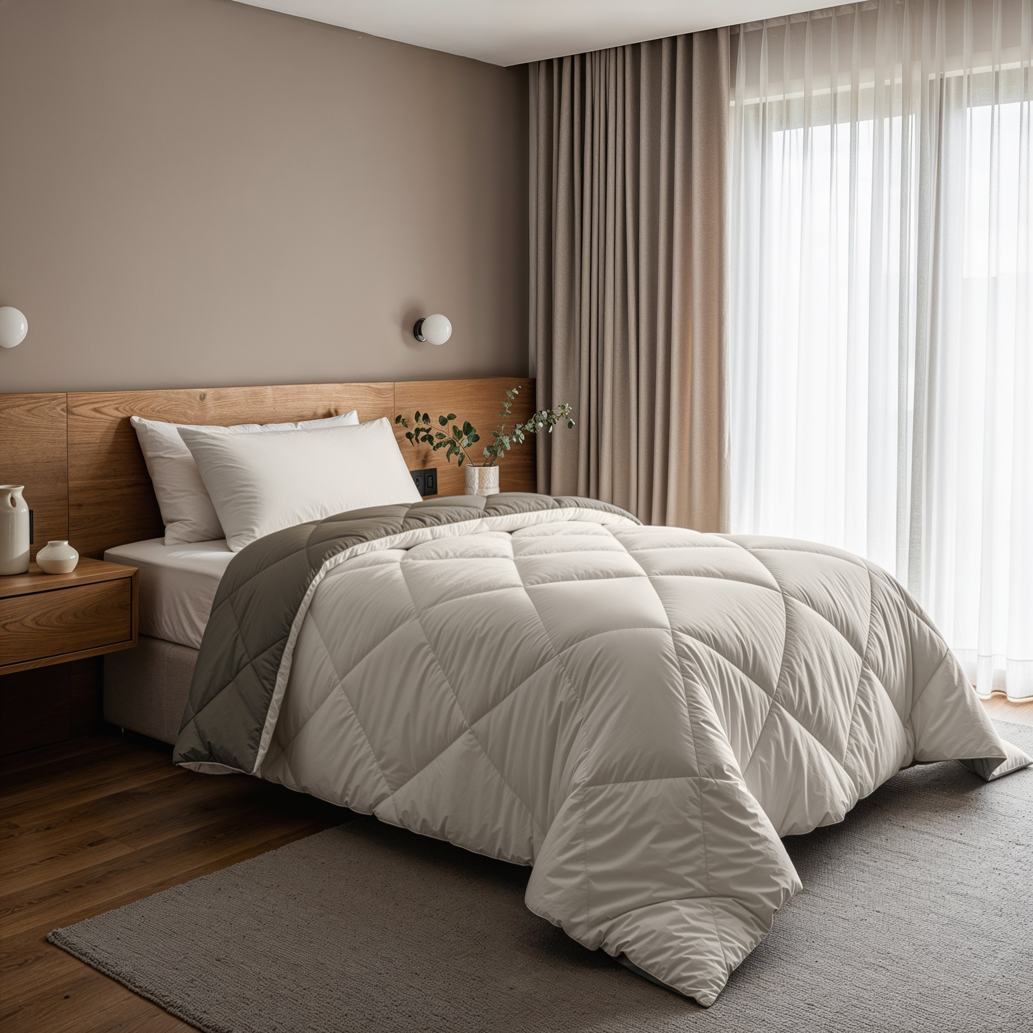 All-in-One Lazy Duvet Diamond Cream/Khaki - Duvet with pillowcases