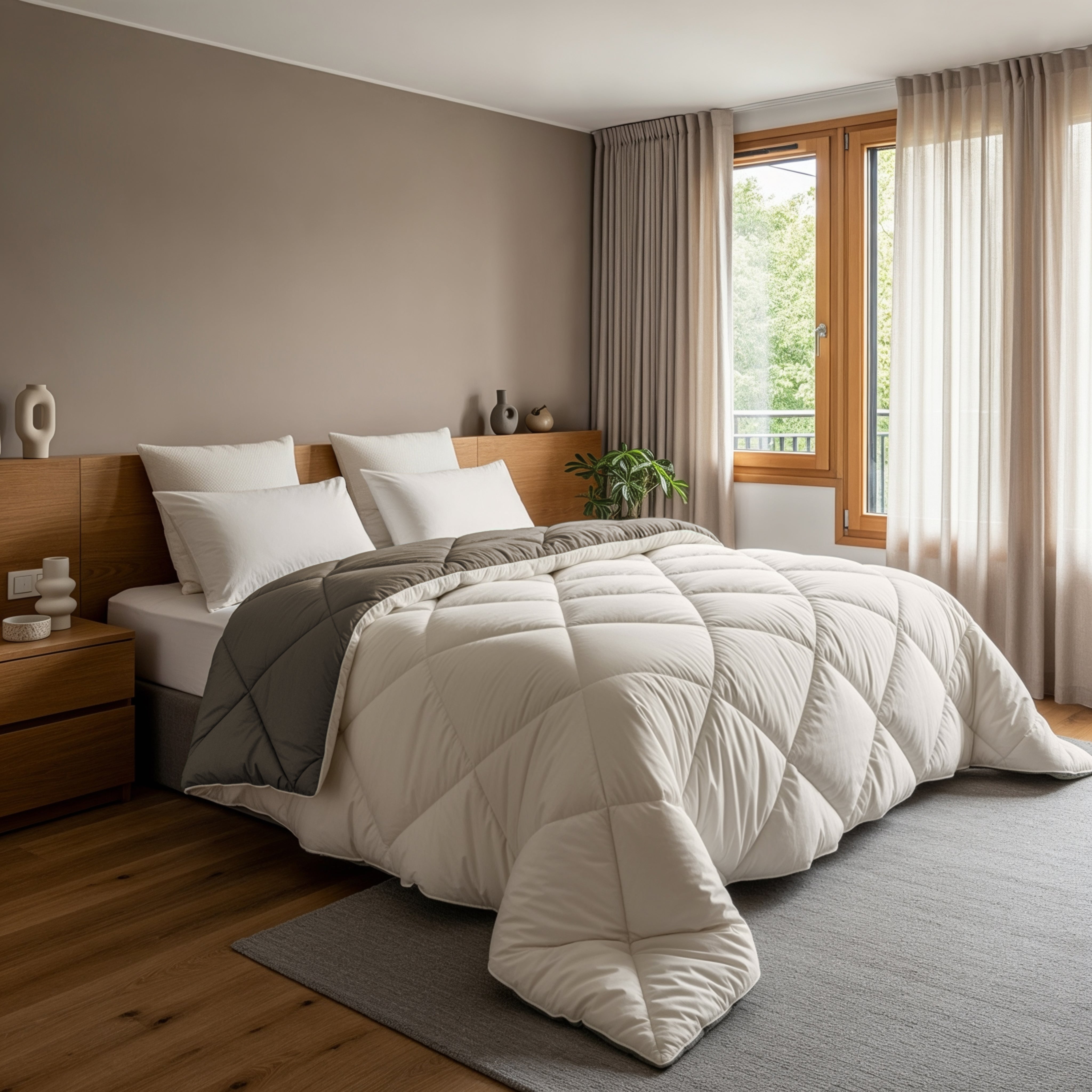 All-in-One Lazy Duvet Diamond Cream/Khaki - Duvet with pillowcases