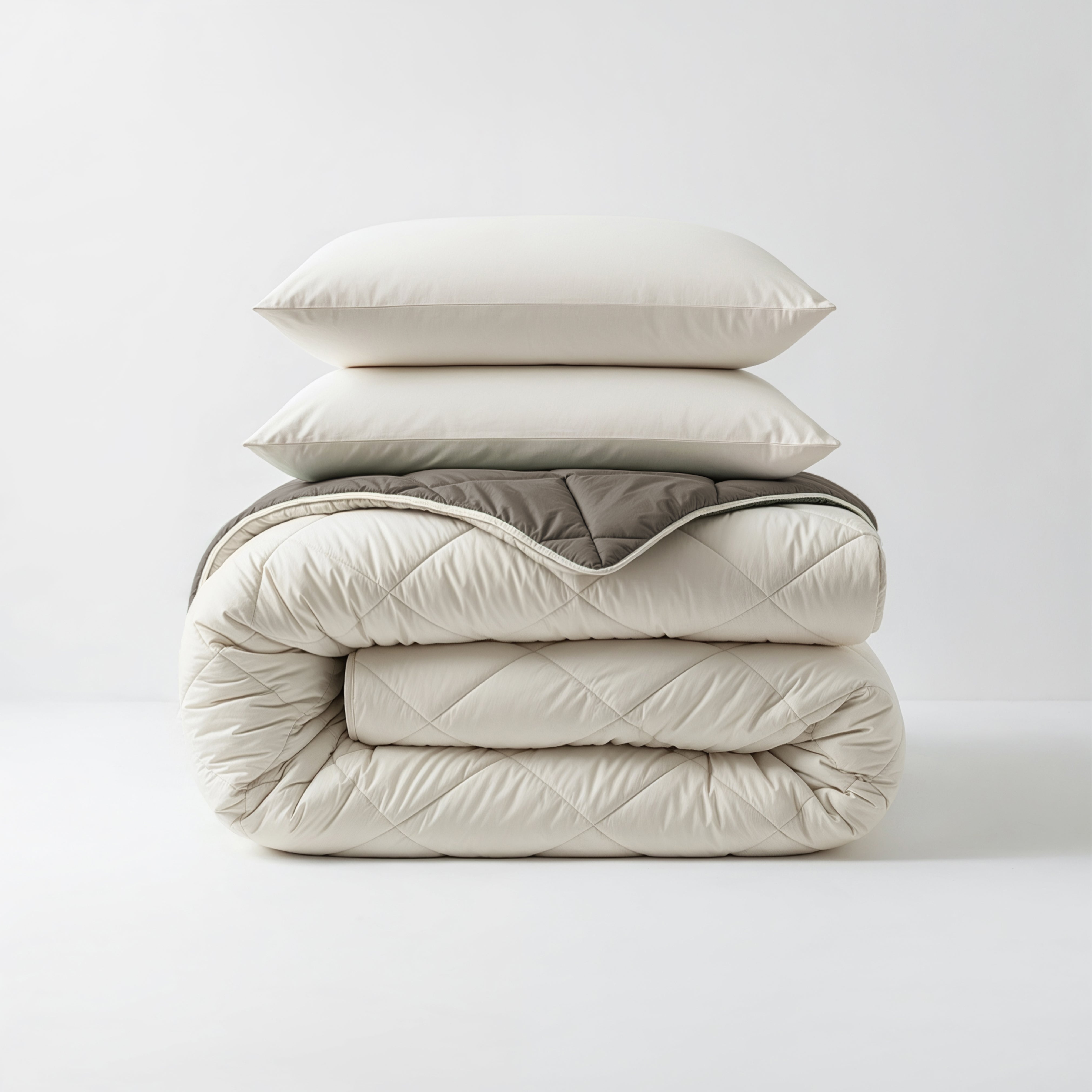 All-in-One Lazy Duvet Diamond Cream/Khaki - Duvet with pillowcases