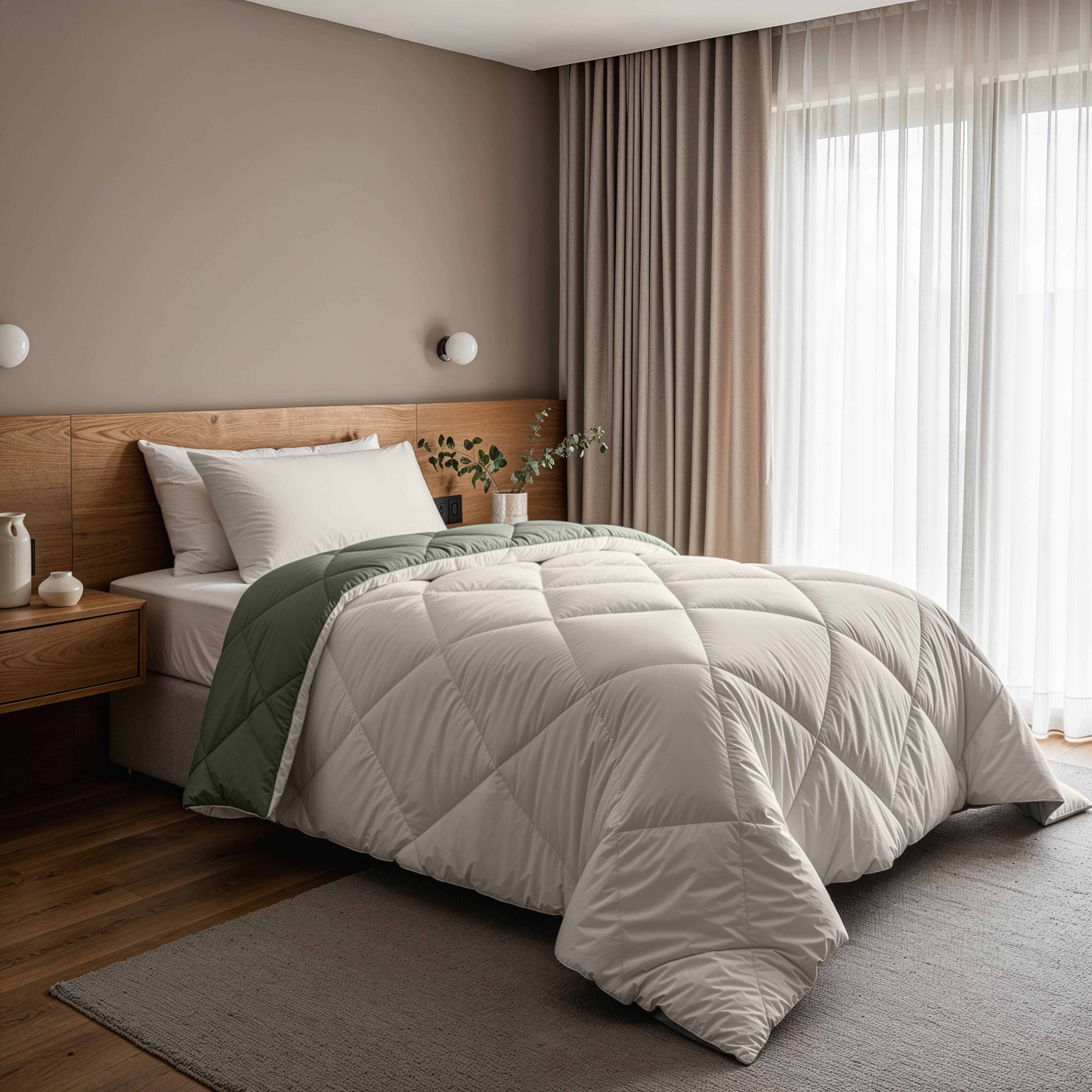 All-in-One Lazy Duvet Diamond Cream/Green - Duvet with pillowcases