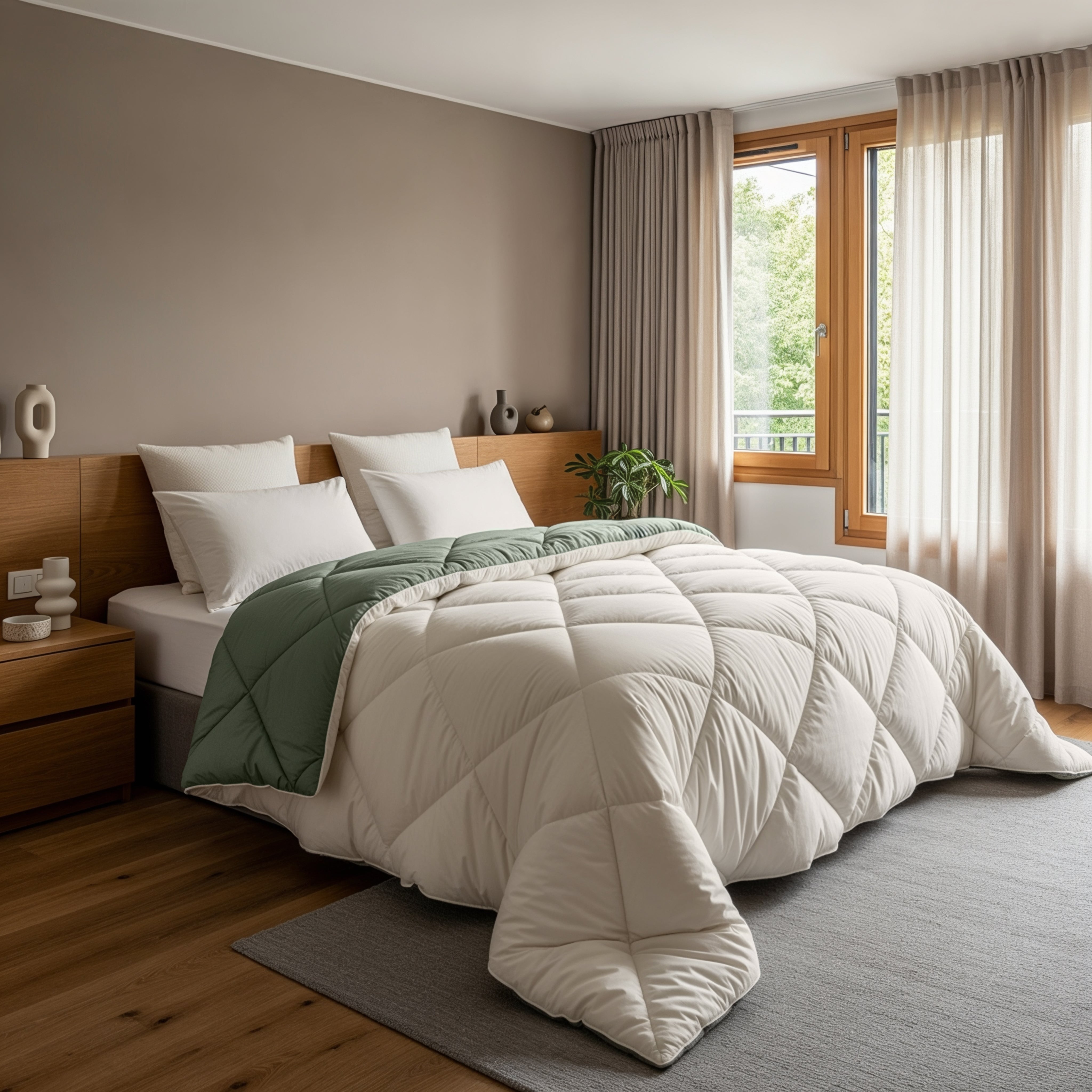 All-in-One Lazy Duvet Diamond Cream/Green - Duvet with pillowcases