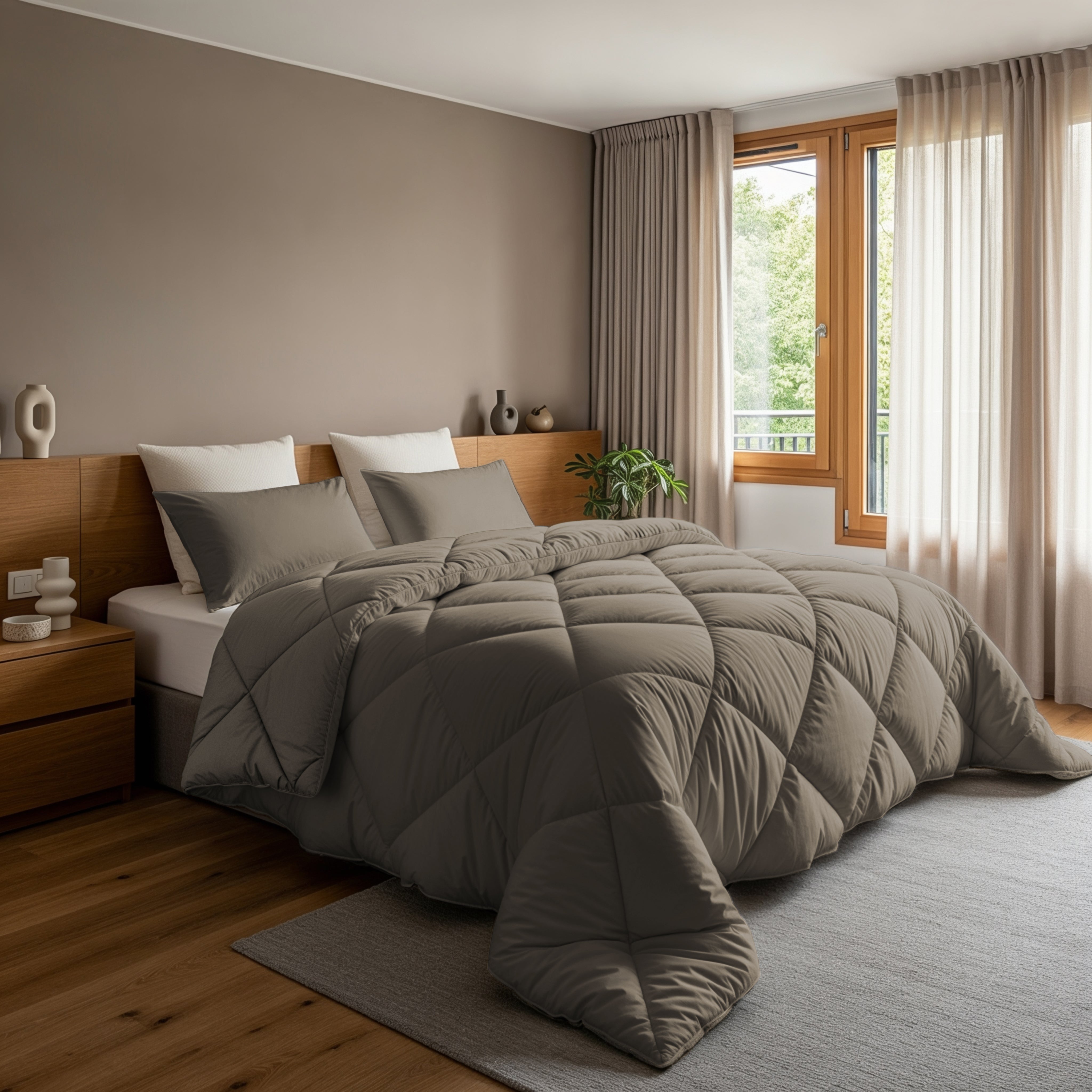 All-in-One Lazy Duvet Diamond Teak - Duvet with pillowcases